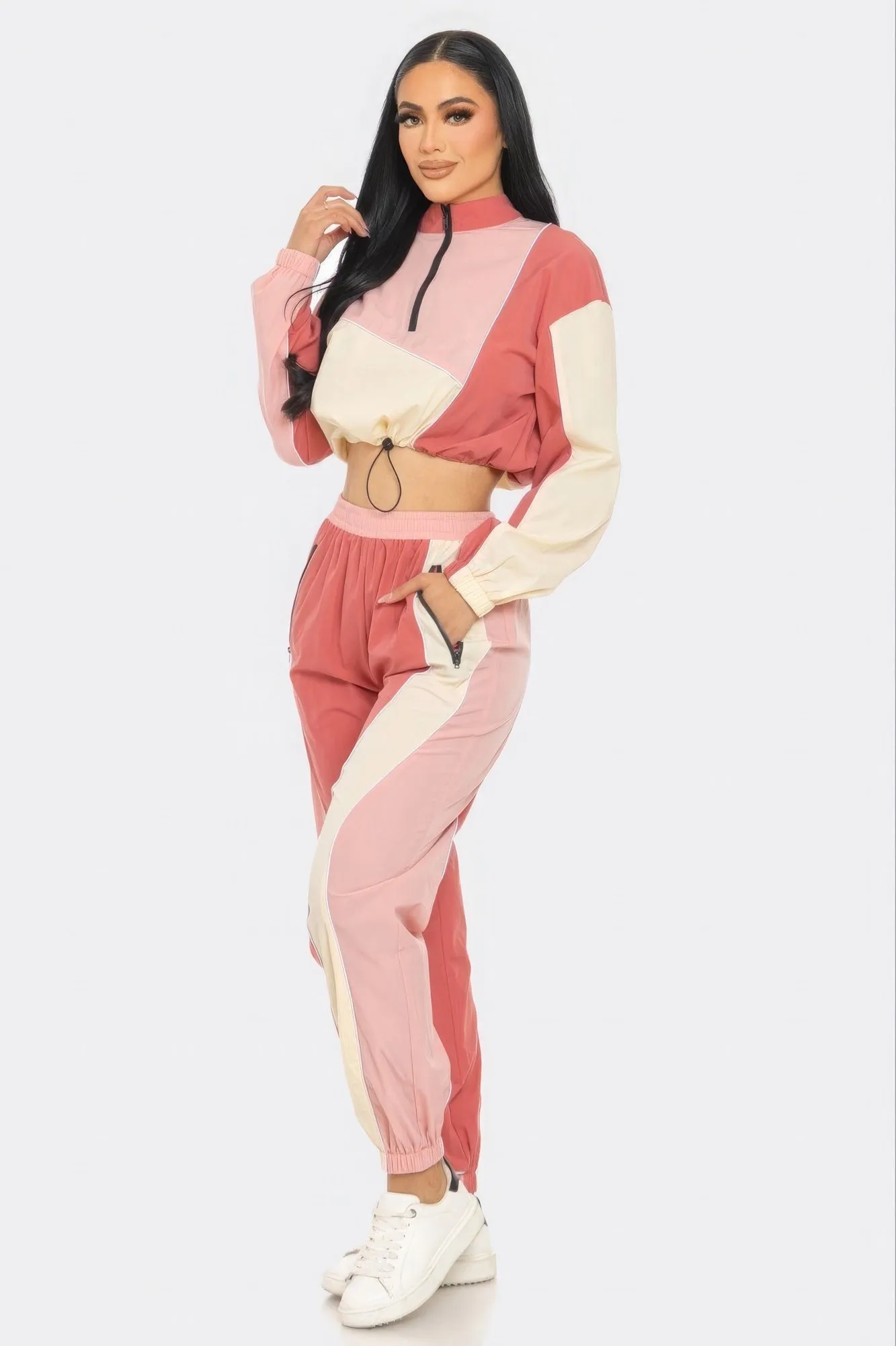 Colorblock Cargo Jogger Set Women's tracksuit