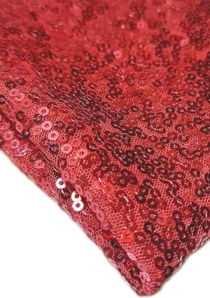 Coral Sequins 3mm Allover Embroidered Fabric on Tulle/Net Material for Decor, Sewing, Dress, Tablecloths & Craft | 52" - 132cms Usable Width | Sold by The Metre