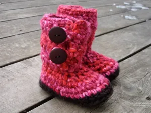 Crochet Pattern for Bulky Button Loop Booties | Crochet Baby Shoes Pattern | Baby Booties Crocheting Pattern | DIY Written Crochet Instructions