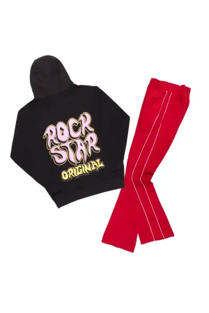 Deth Black/Red Graphic Hoodie Track Pant Set