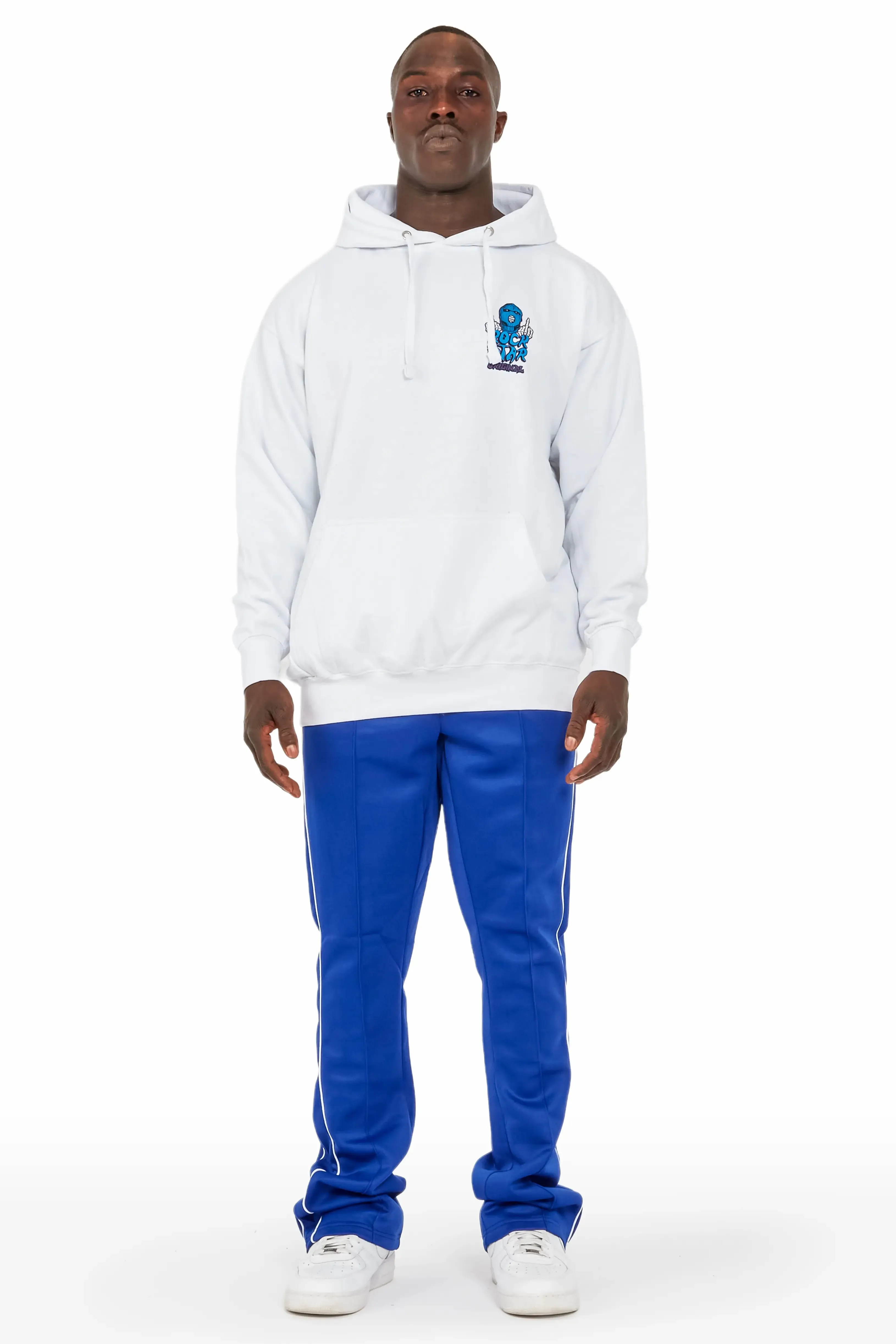 Deth White/Royal Graphic Hoodie Track Pant Set