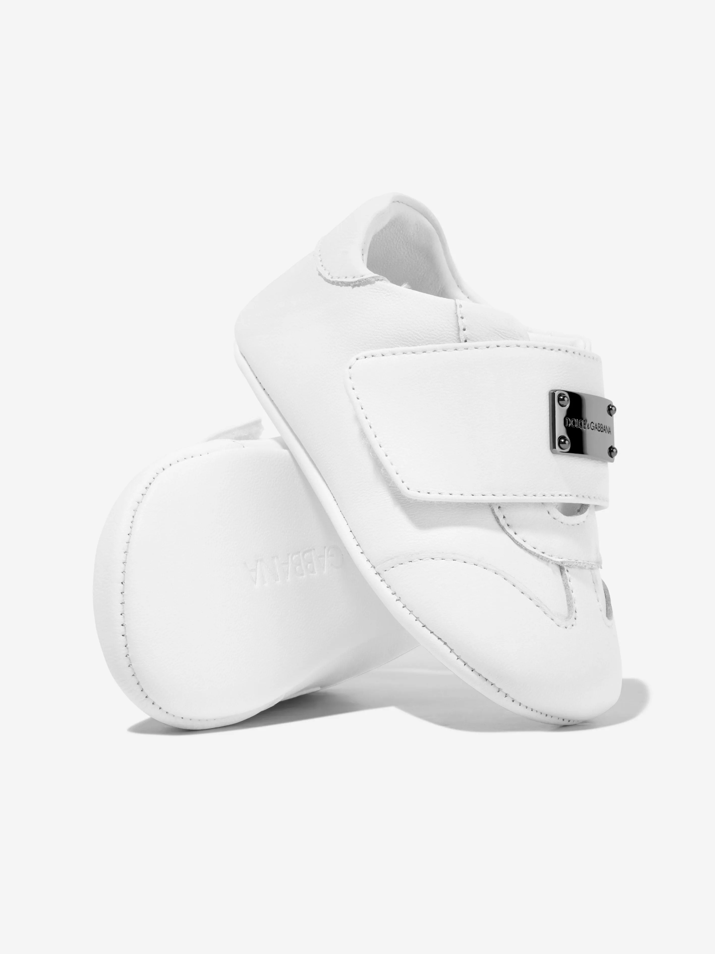 Dolce & Gabbana Baby Leather Pre-Walker Trainers in White