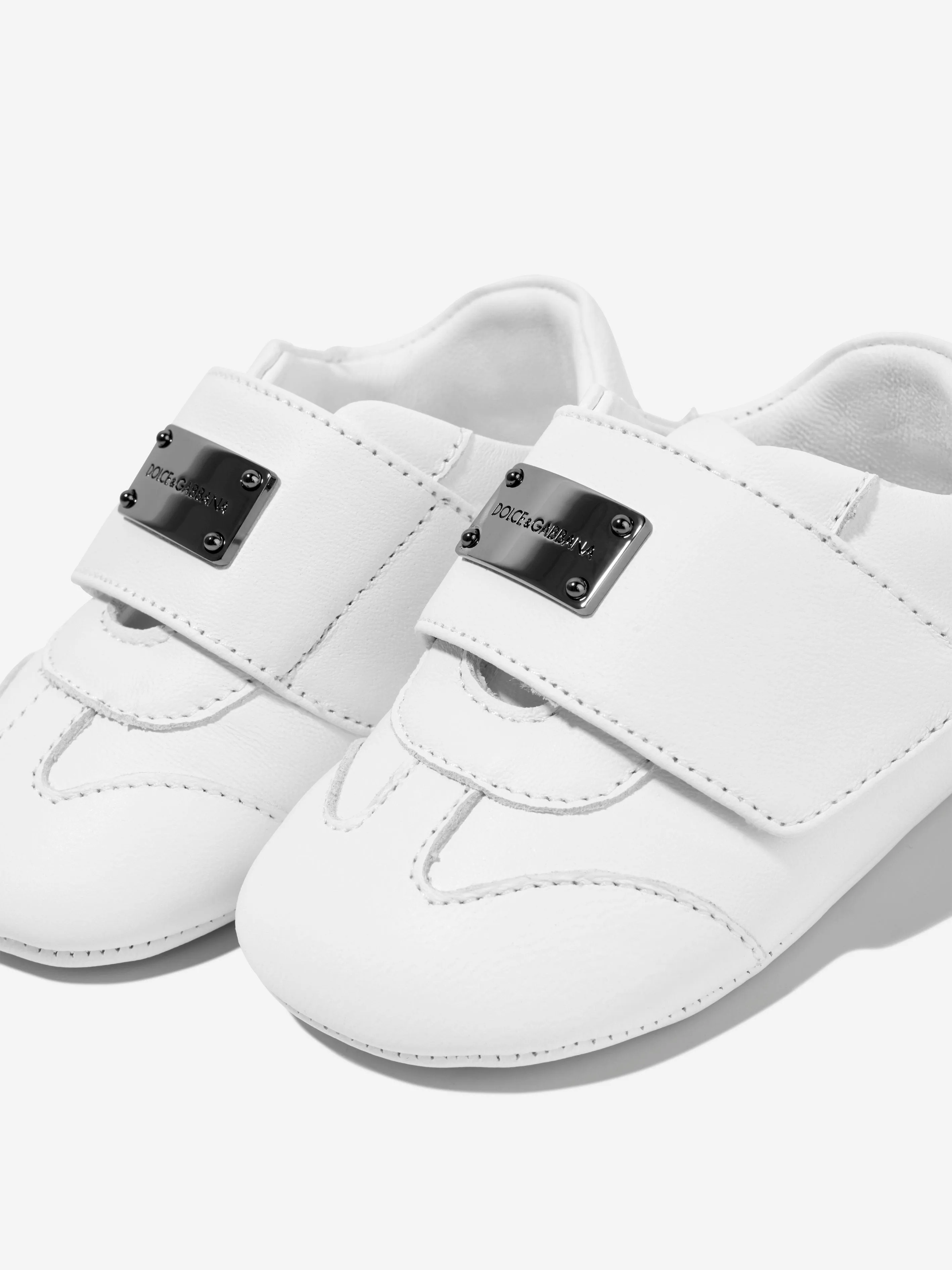 Dolce & Gabbana Baby Leather Pre-Walker Trainers in White