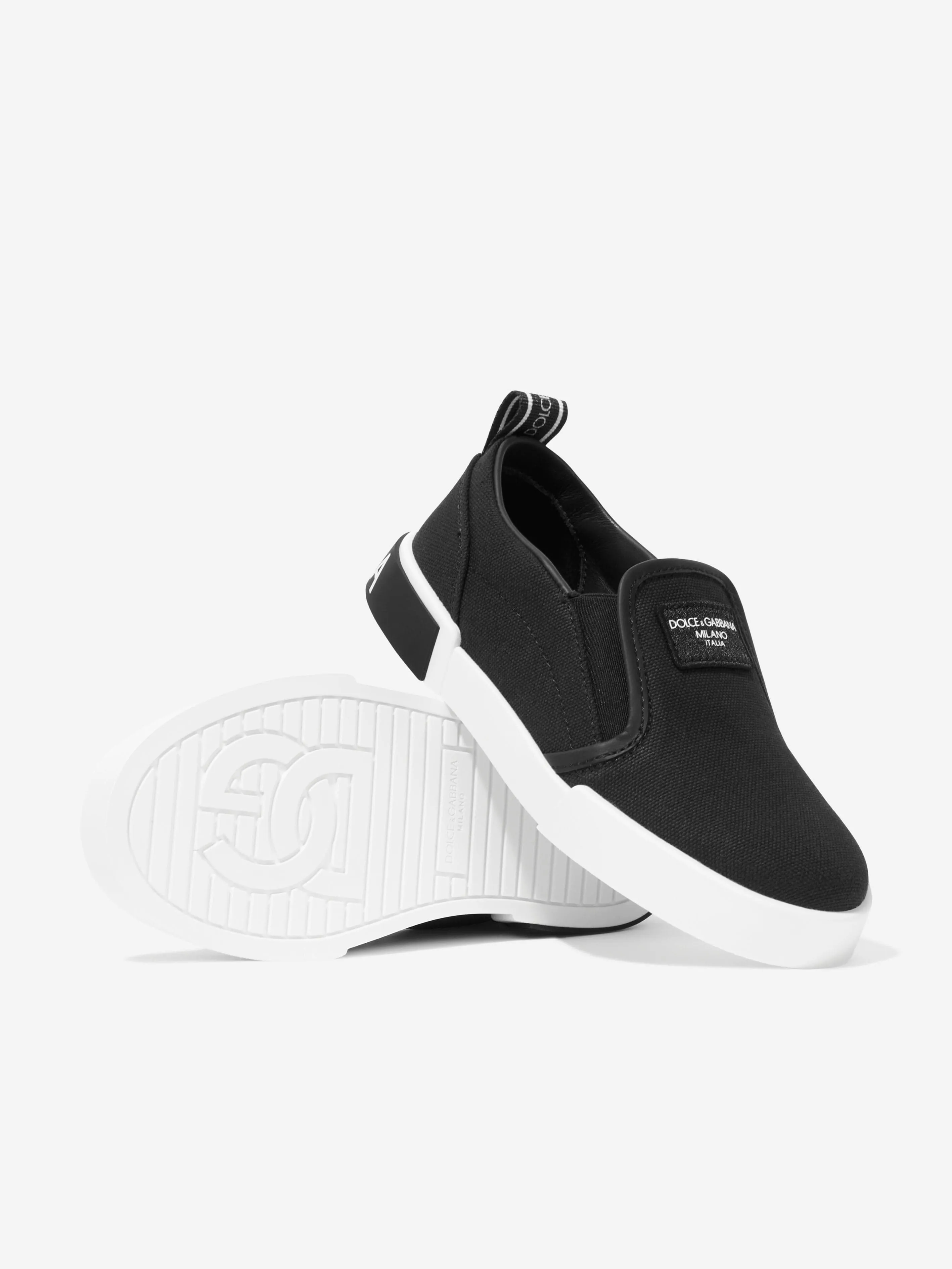 Dolce & Gabbana Boys Canvas Slip On Trainers in Black