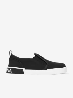 Dolce & Gabbana Boys Canvas Slip On Trainers in Black