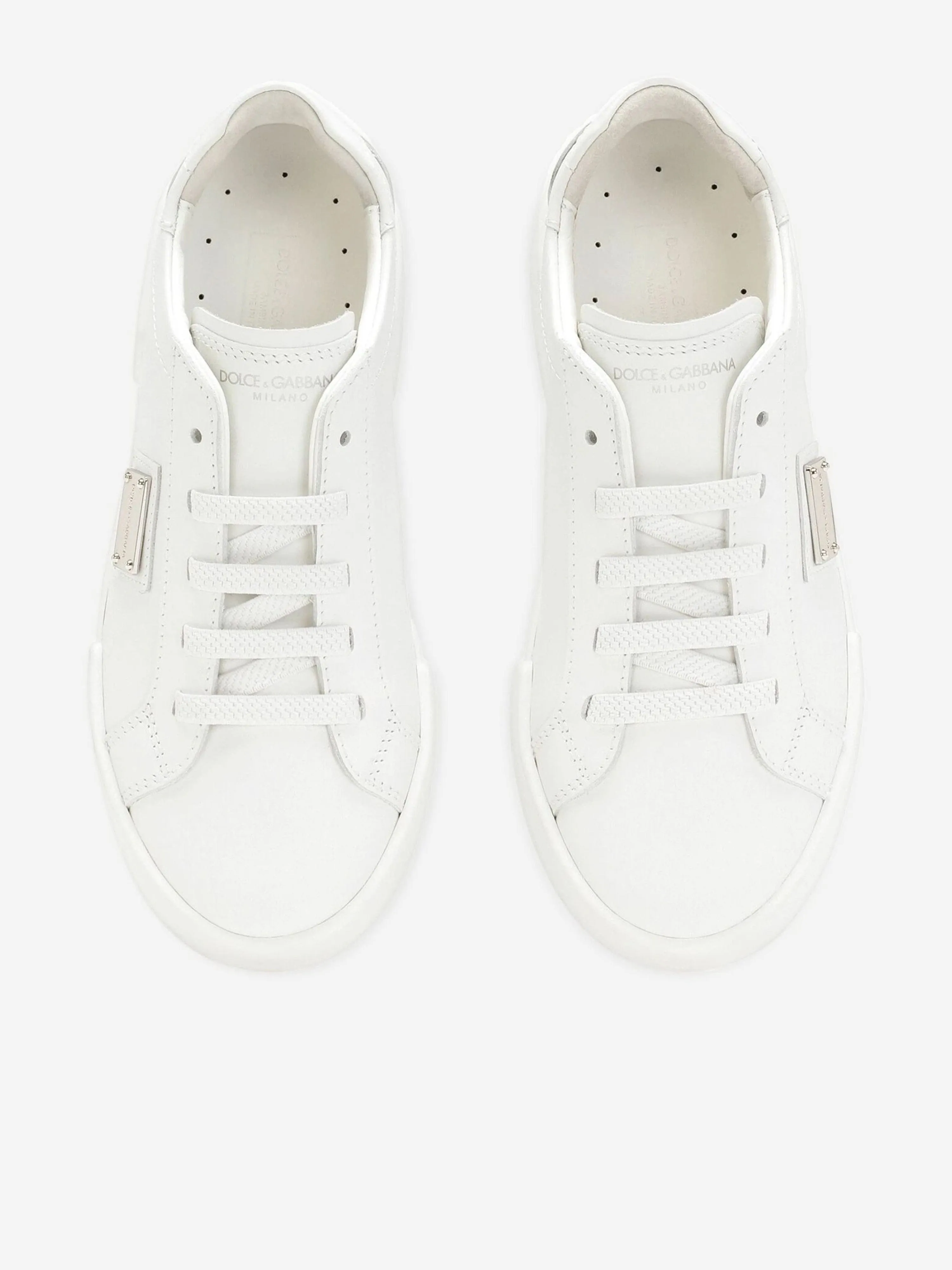 Dolce & Gabbana Boys Leather Portofino Trainers in White