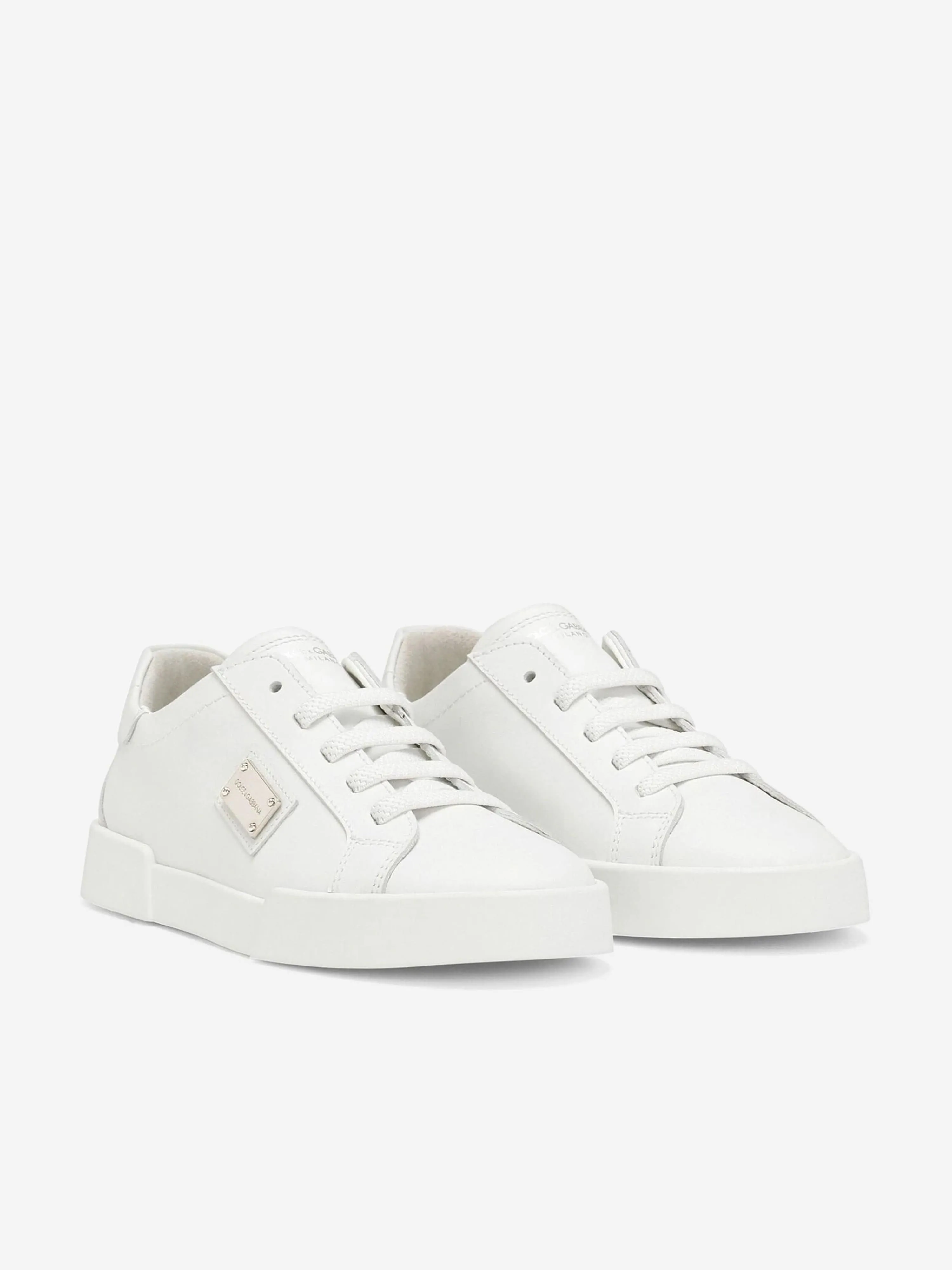 Dolce & Gabbana Boys Leather Portofino Trainers in White