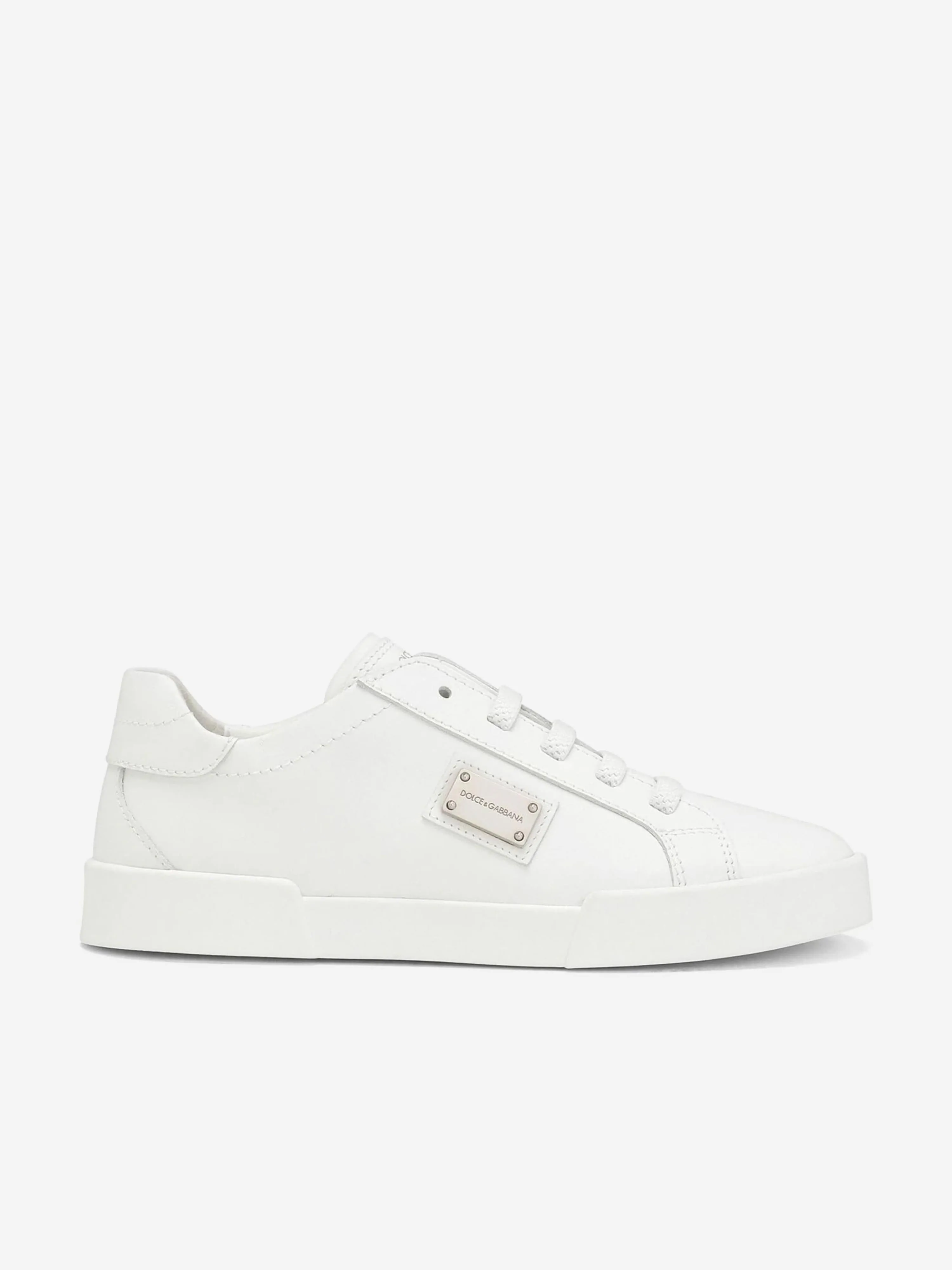 Dolce & Gabbana Boys Leather Portofino Trainers in White