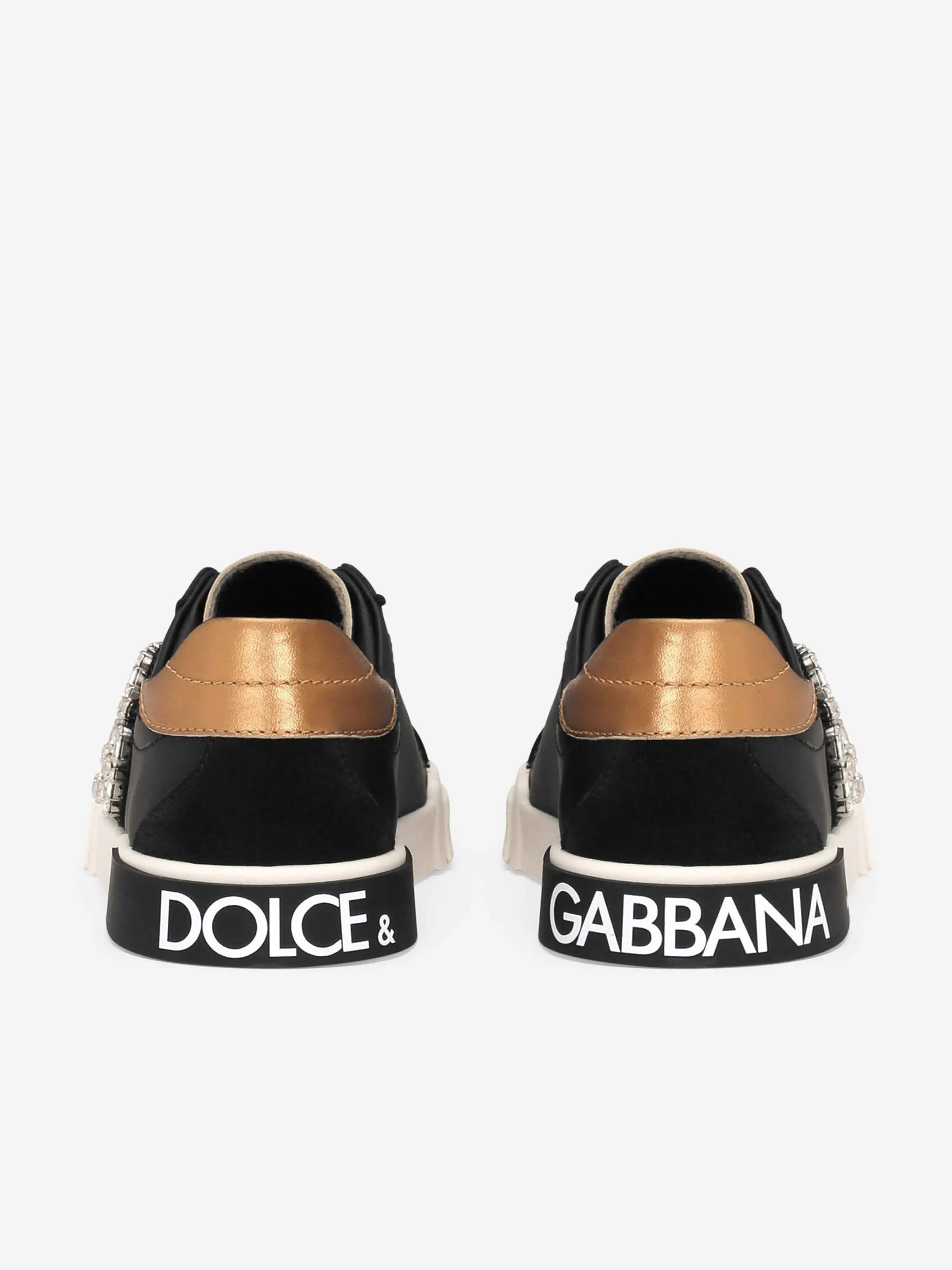 Dolce & Gabbana Girls Leather Portofino Trainers in Black