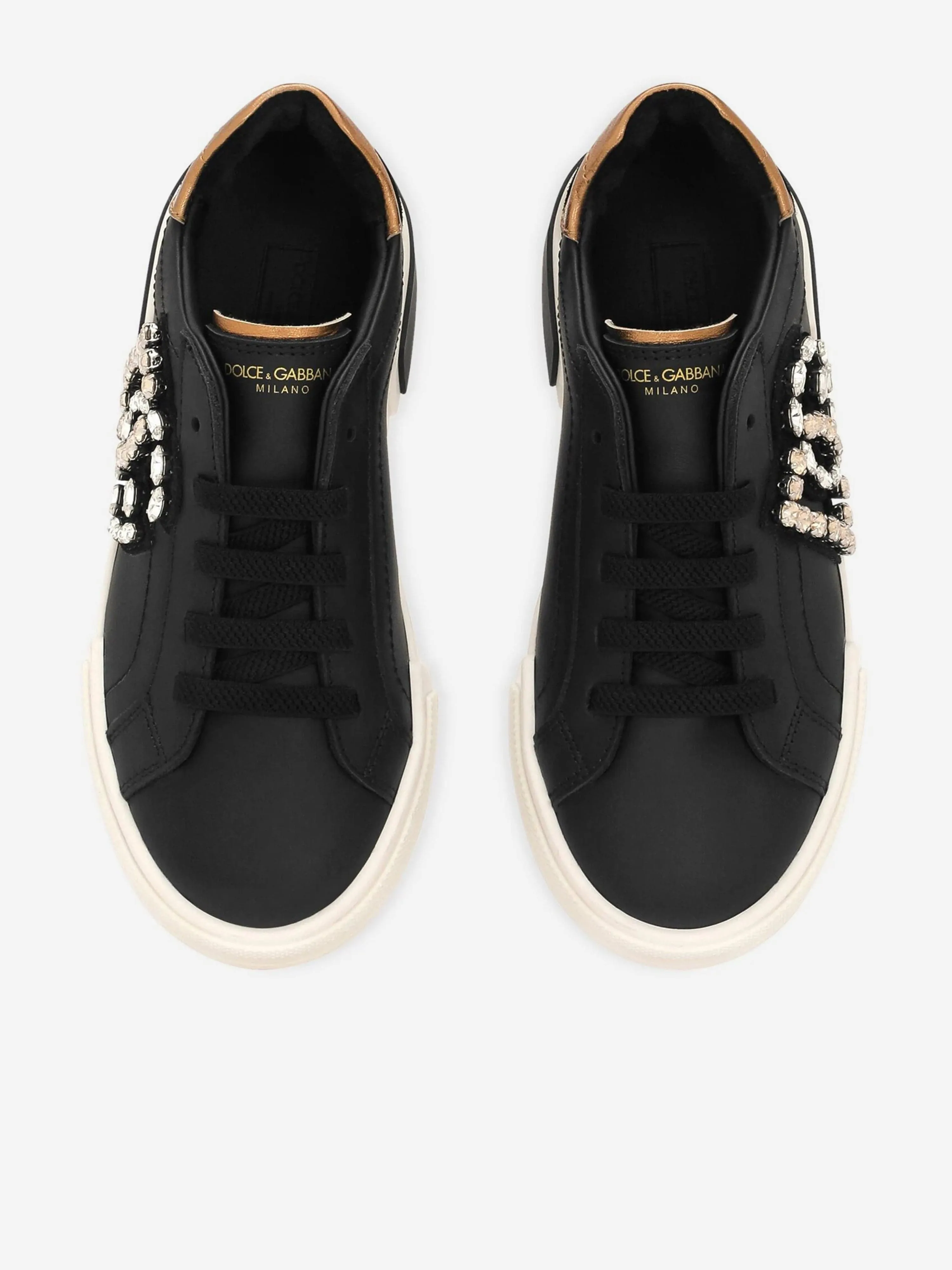 Dolce & Gabbana Girls Leather Portofino Trainers in Black