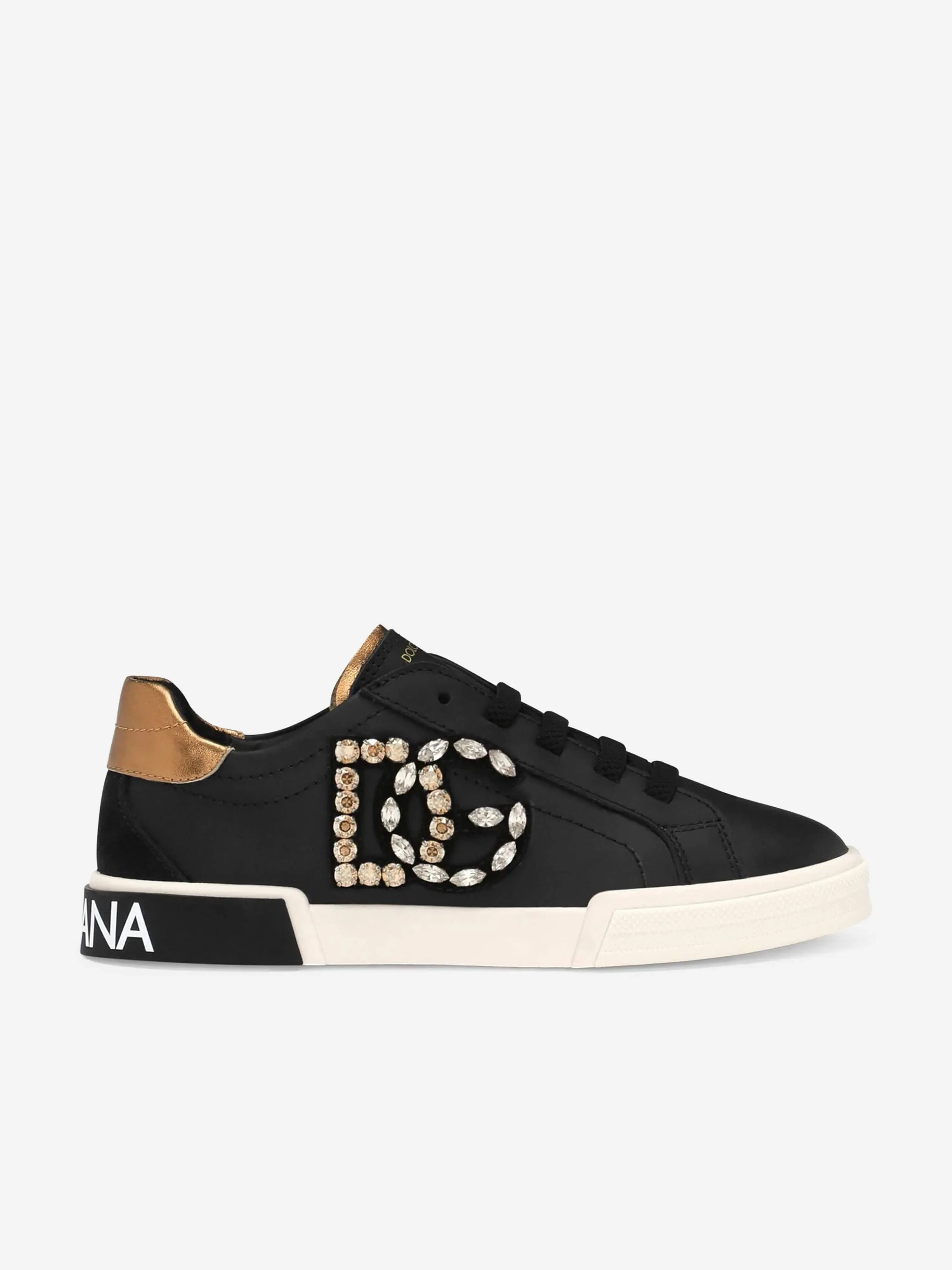 Dolce & Gabbana Girls Leather Portofino Trainers in Black