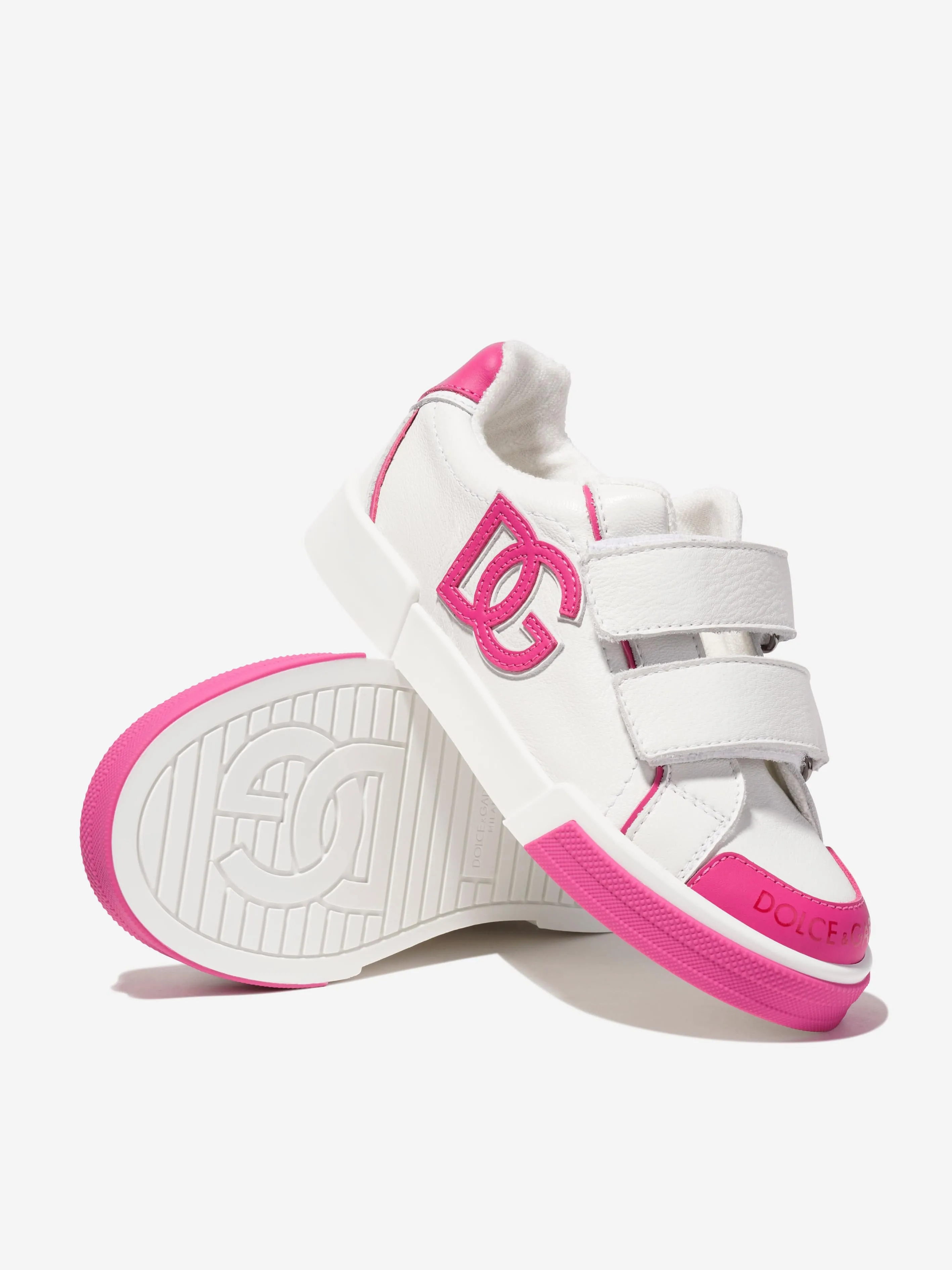 Dolce & Gabbana Girls Leather Velcro Trainers in White