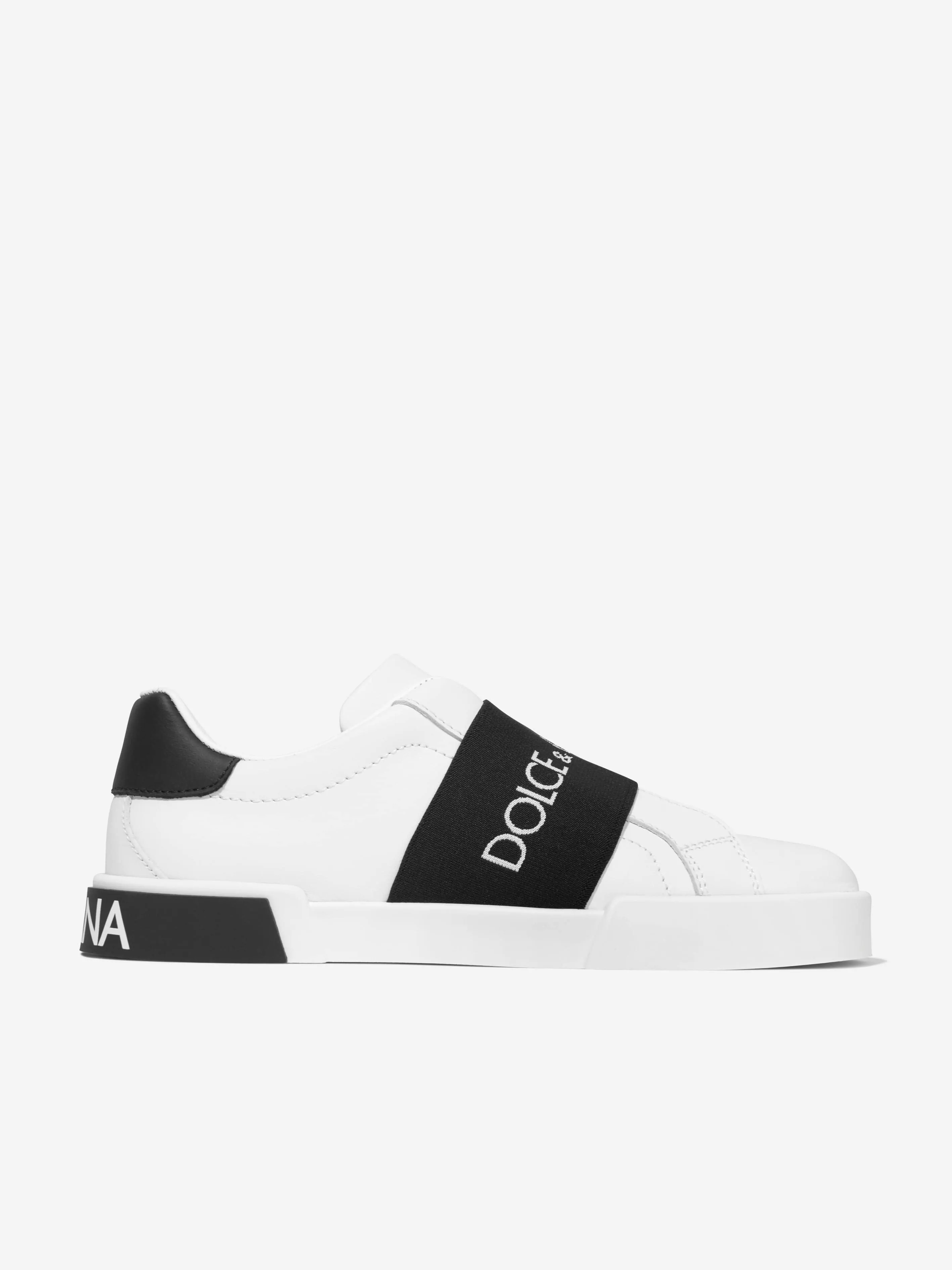 Dolce & Gabbana Kids Leather Portofino Slip on Trainers in White