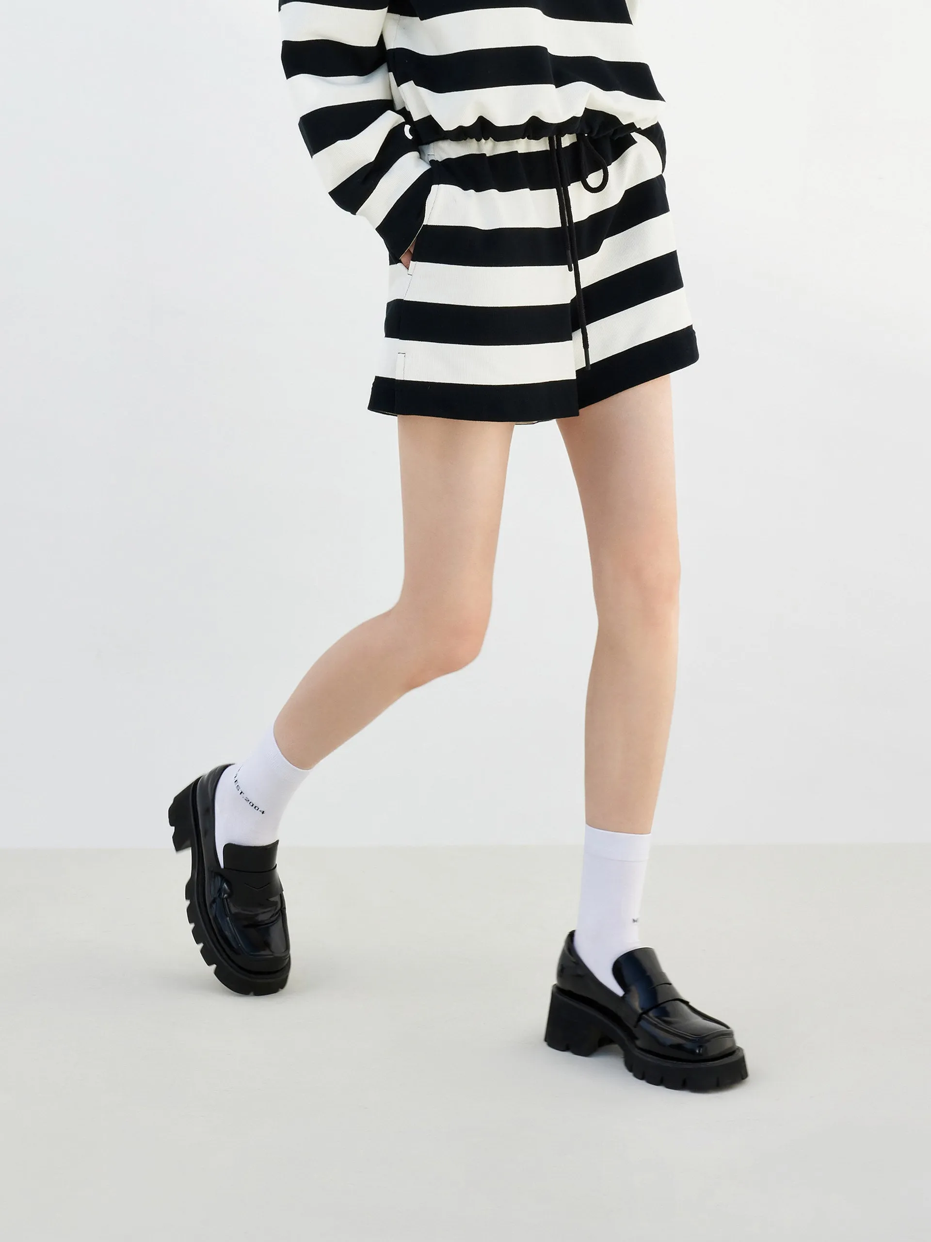 Drawstring Stripe Track Shorts