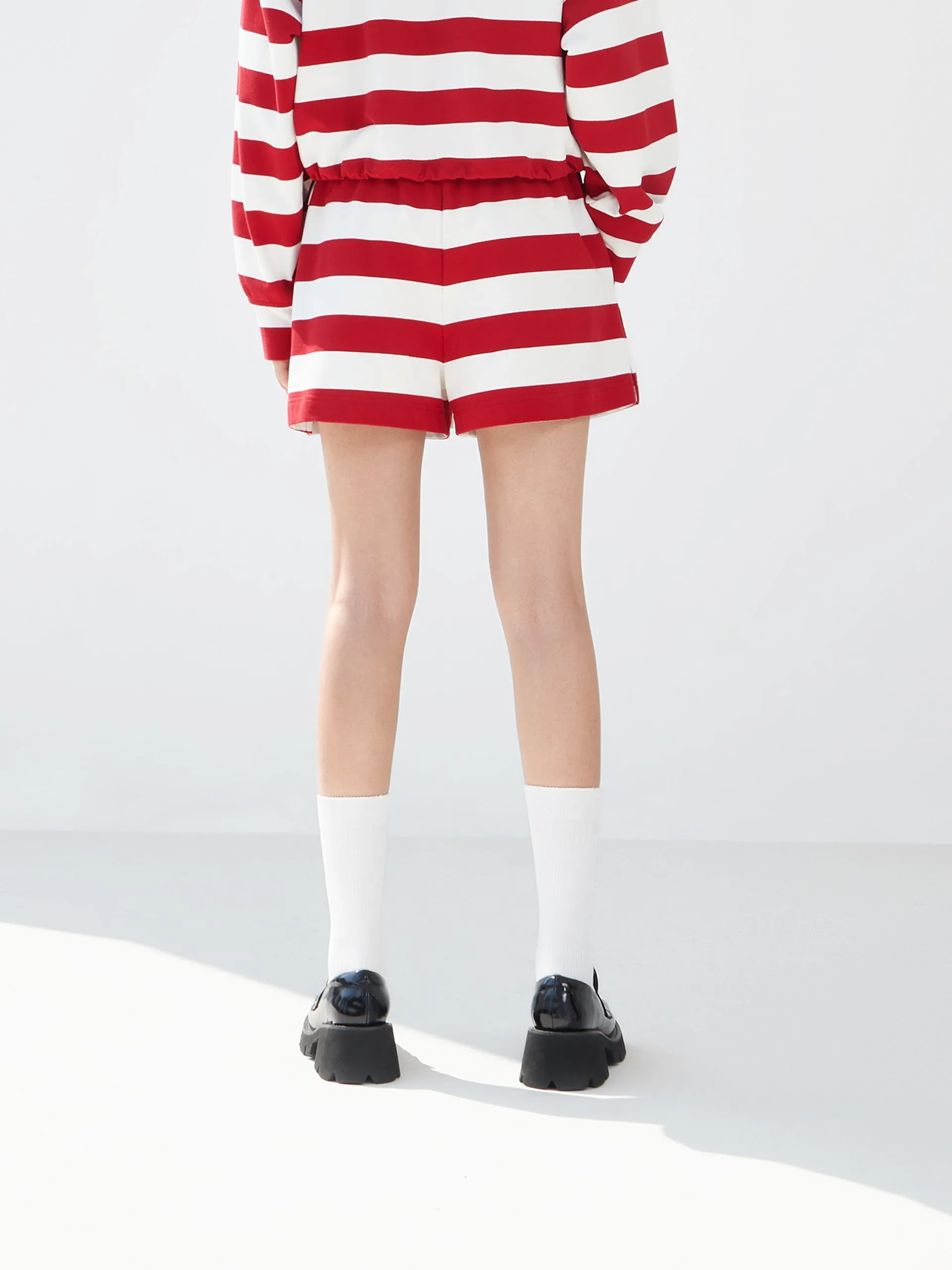 Drawstring Stripe Track Shorts