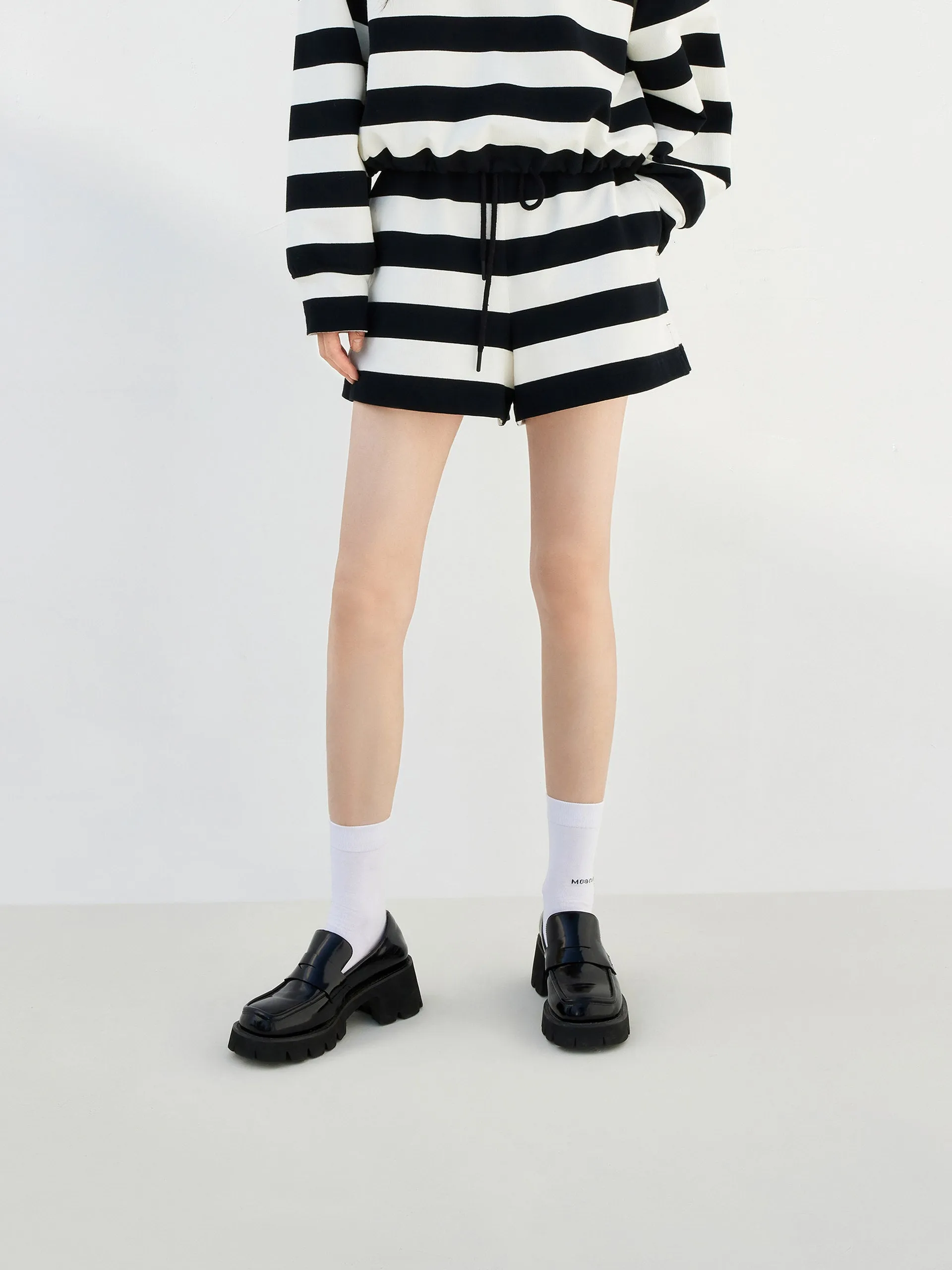 Drawstring Stripe Track Shorts