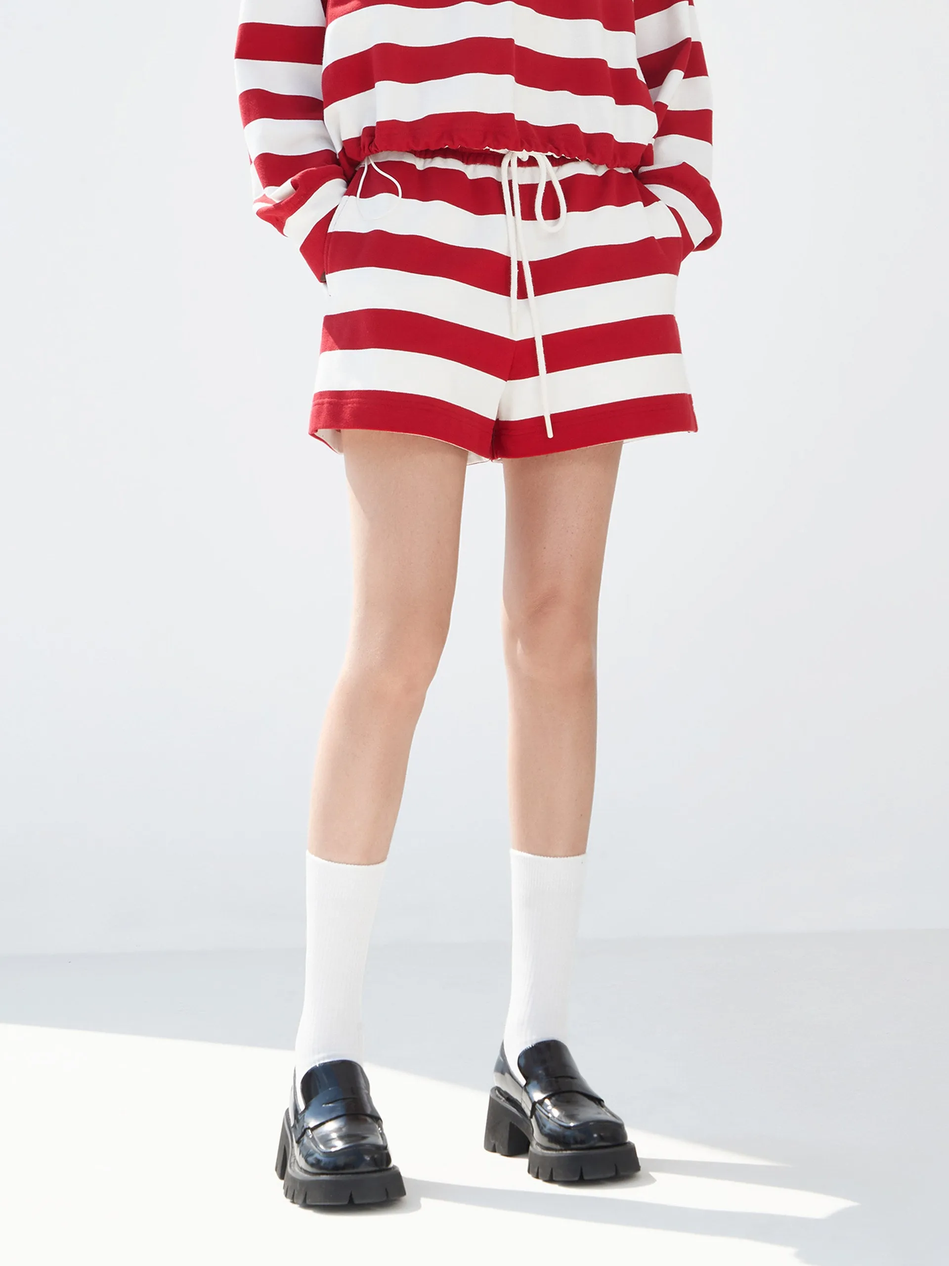 Drawstring Stripe Track Shorts