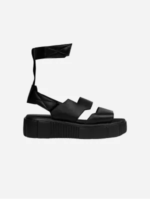 Edgy Vegan Cactus leather Desserto® Platform Sandals | Black