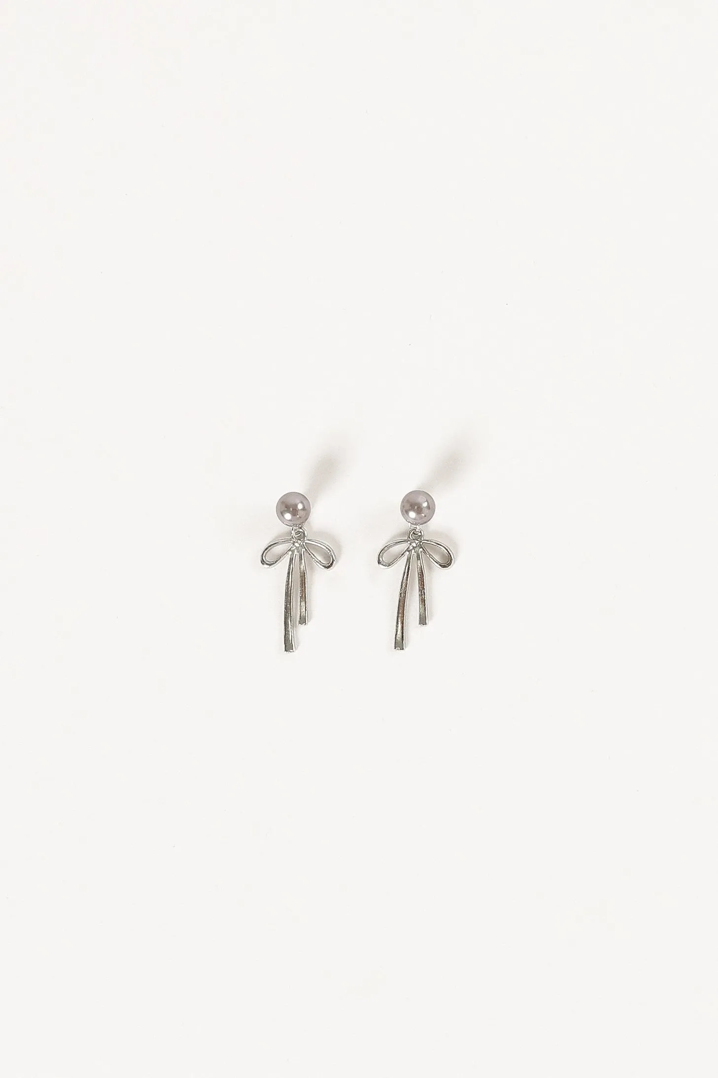 Elena Bow Earrings - Silver