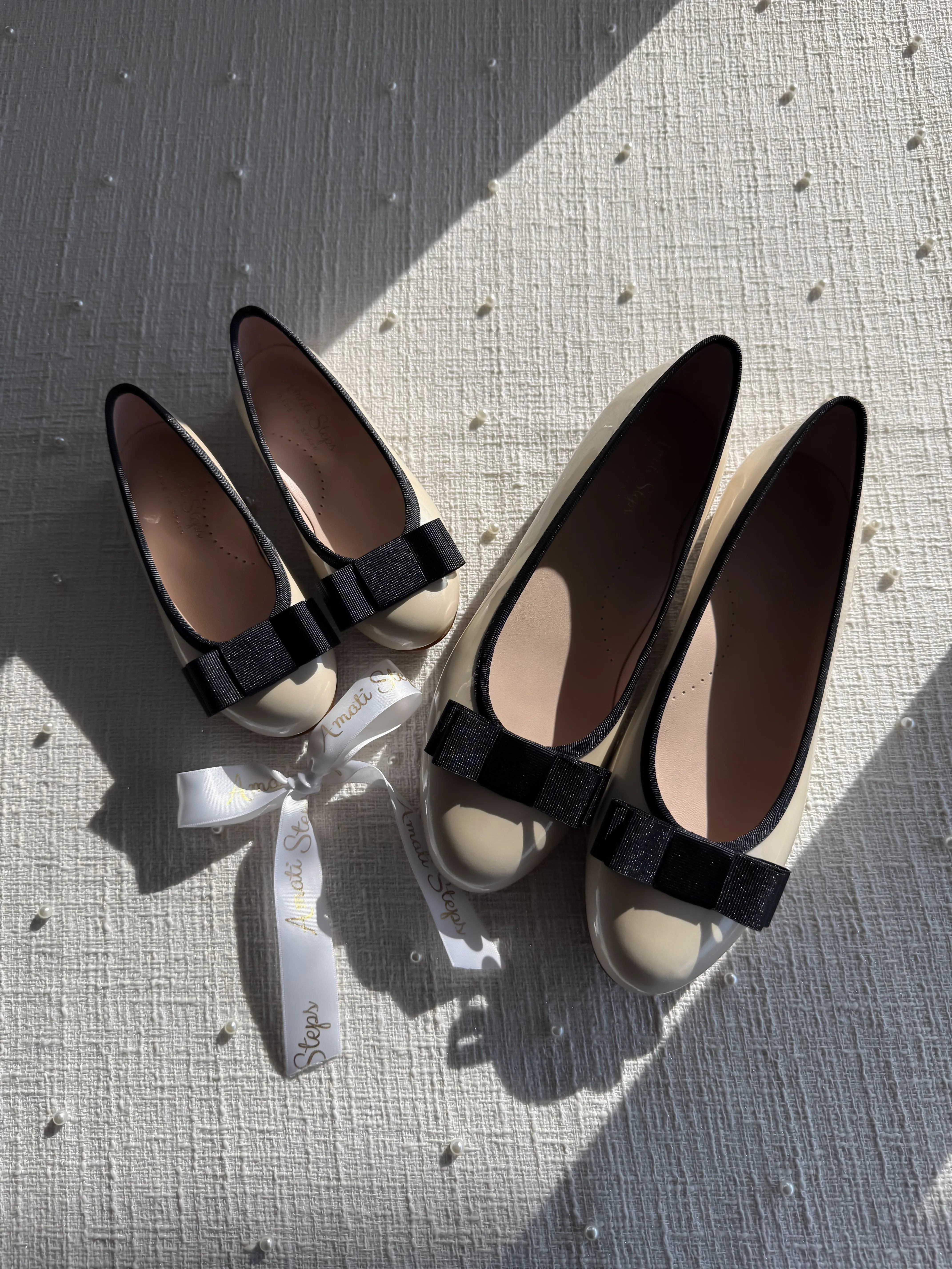 Emma- Ivory Patent Leather Ballerina Flat Shoes