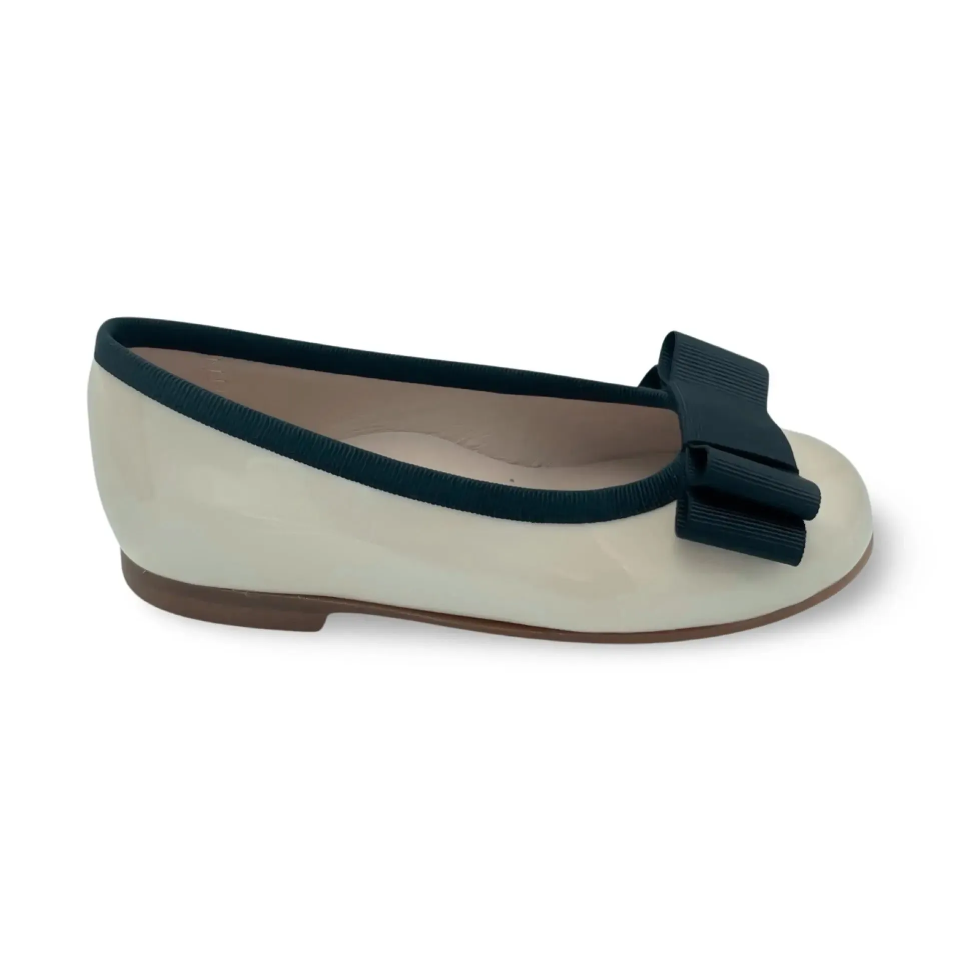 Emma- Ivory Patent Leather Ballerina Flat Shoes