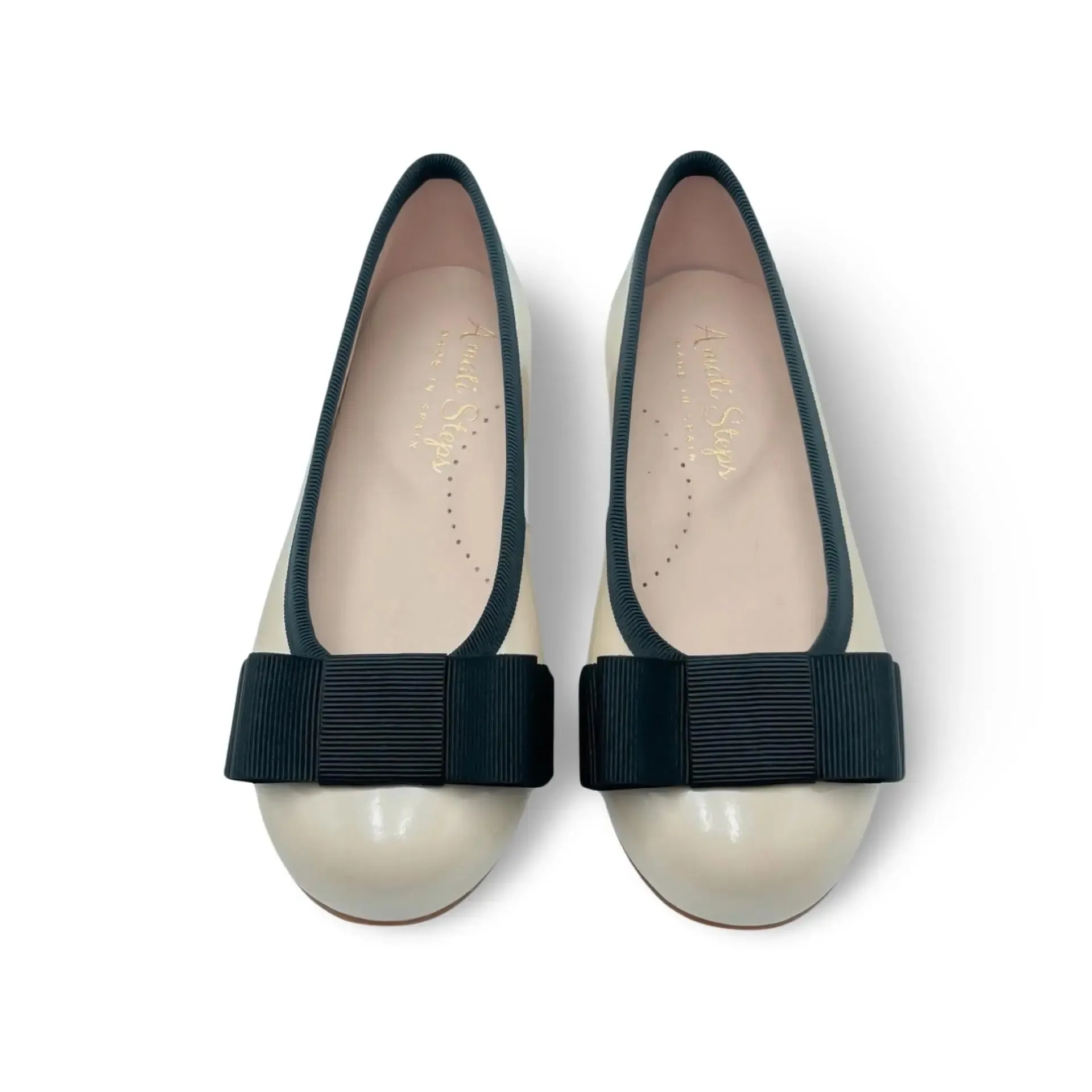 Emma- Ivory Patent Leather Ballerina Flat Shoes