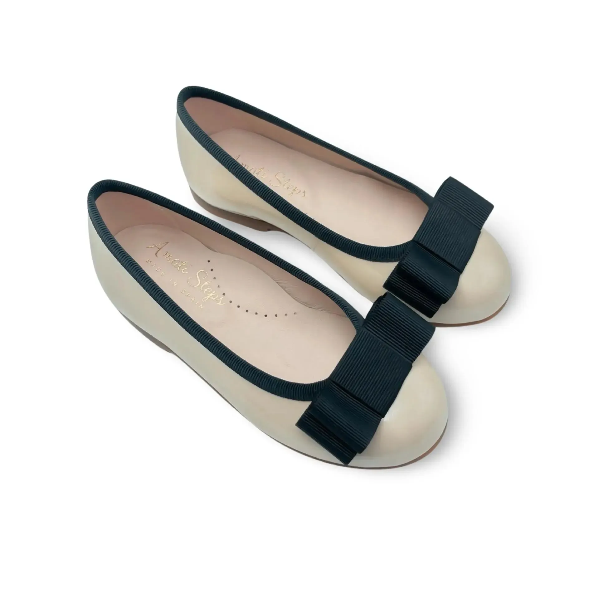 Emma- Ivory Patent Leather Ballerina Flat Shoes