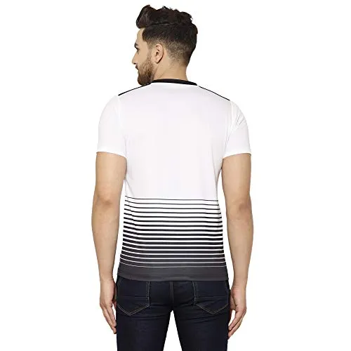 EPPE Men's V-Neck White Black Super Soft Micro Polyester Half Sleeves Sports Casual T-Shirt