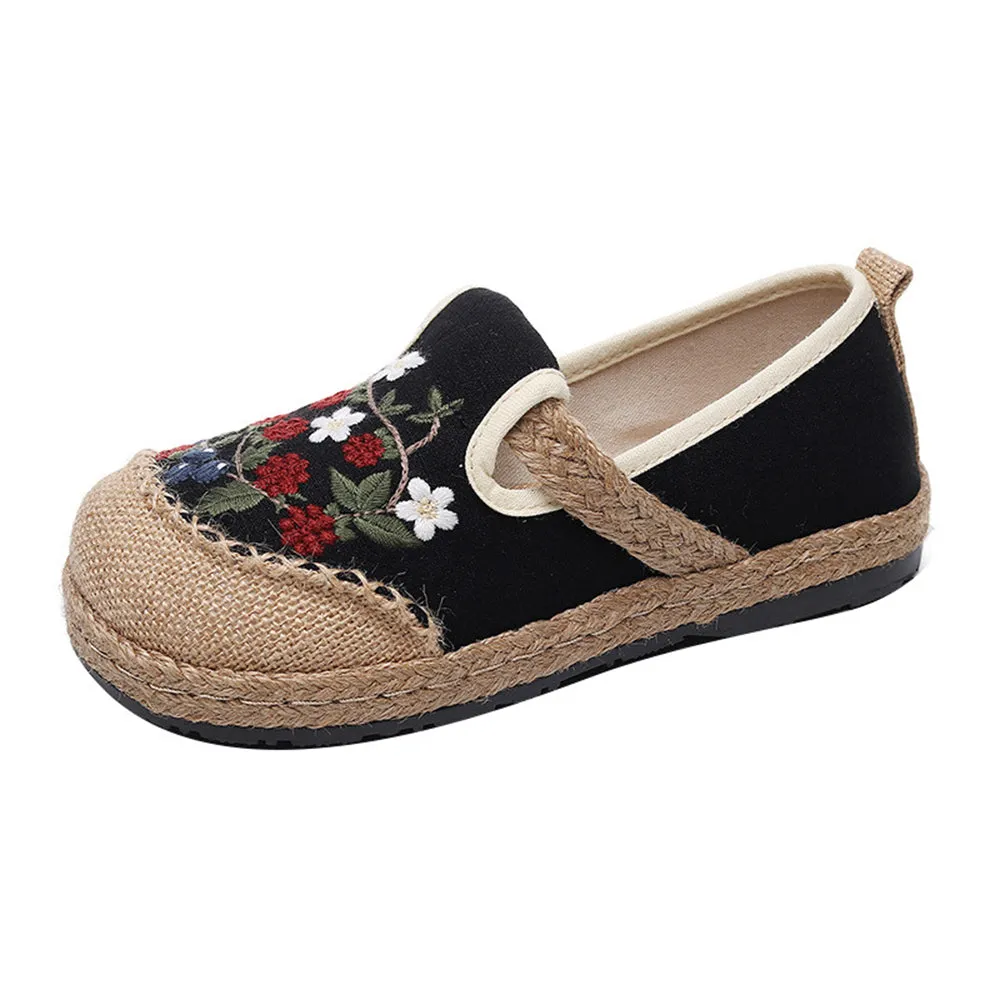 Ethnic Style Embroidered Cotton Linen Shoes