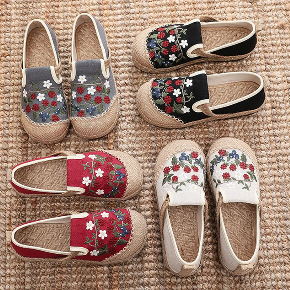 Ethnic Style Embroidered Cotton Linen Shoes