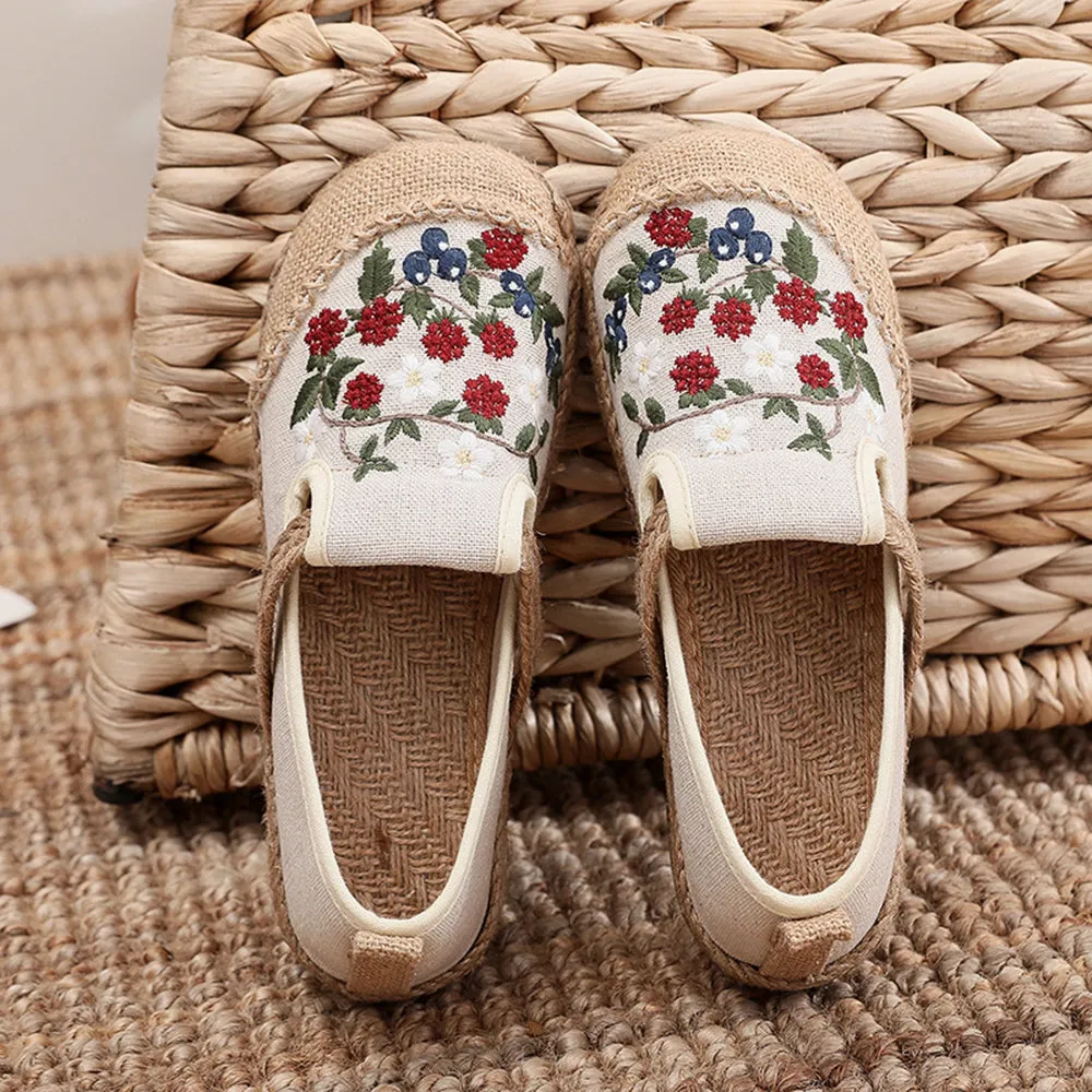 Ethnic Style Embroidered Cotton Linen Shoes