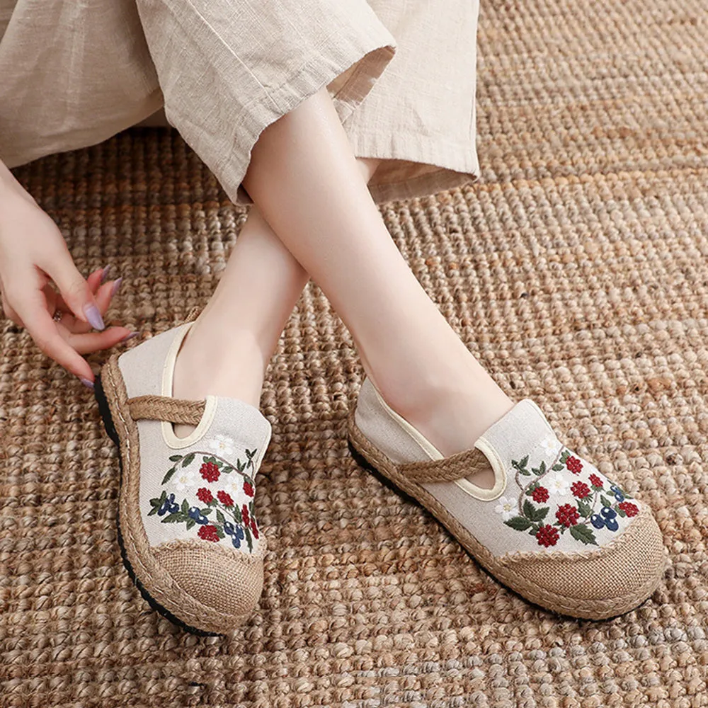 Ethnic Style Embroidered Cotton Linen Shoes