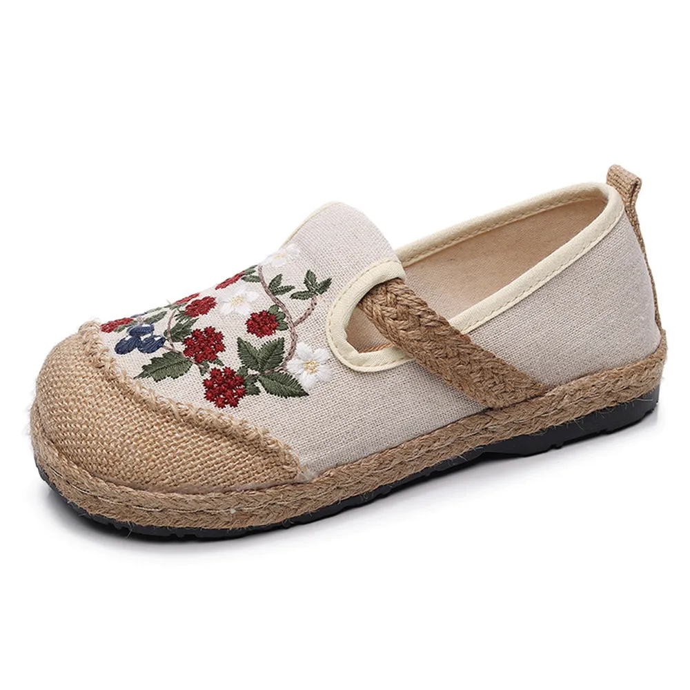 Ethnic Style Embroidered Cotton Linen Shoes