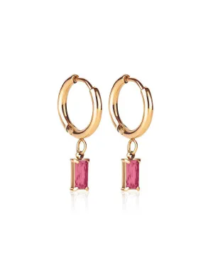 Ever Jewellery Luxe Gold Drop Huggie Earrings - Rose