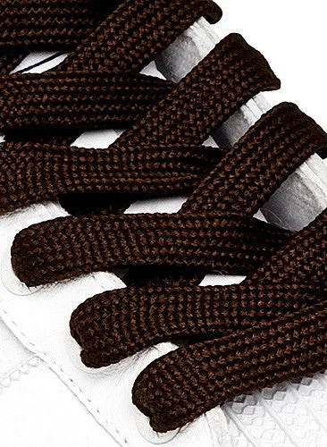 Flat Fat Brown Shoelaces - 11mm wide