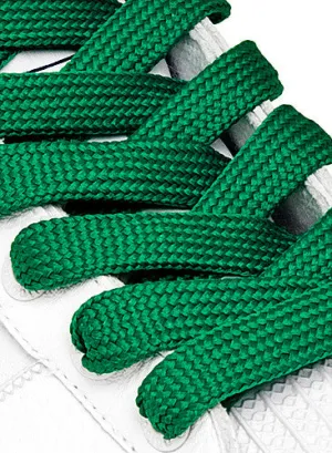 Flat Fat Green Shoelaces - 11mm wide