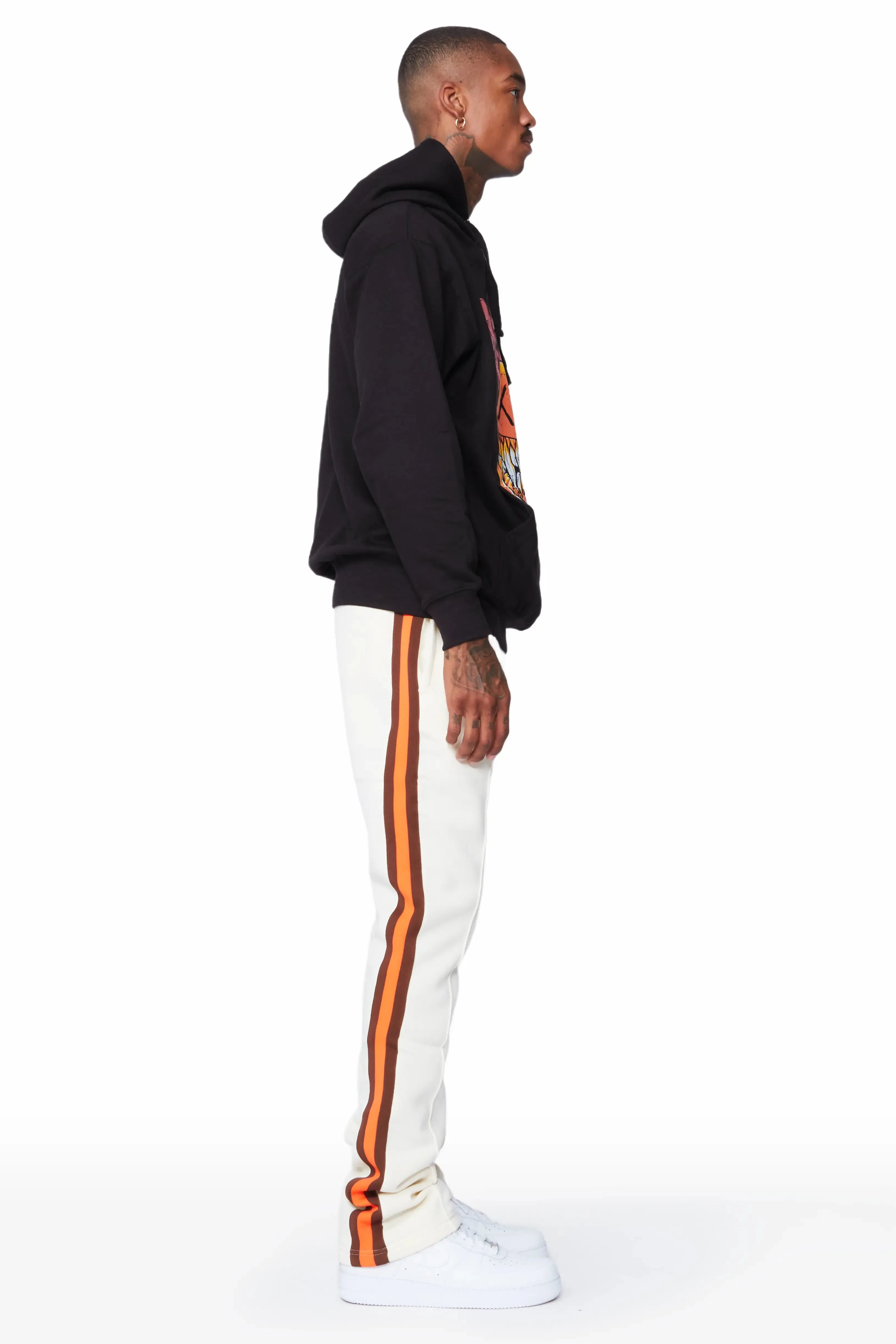 Fraust Black/Cream Graphic Hoodie Track Pant Set