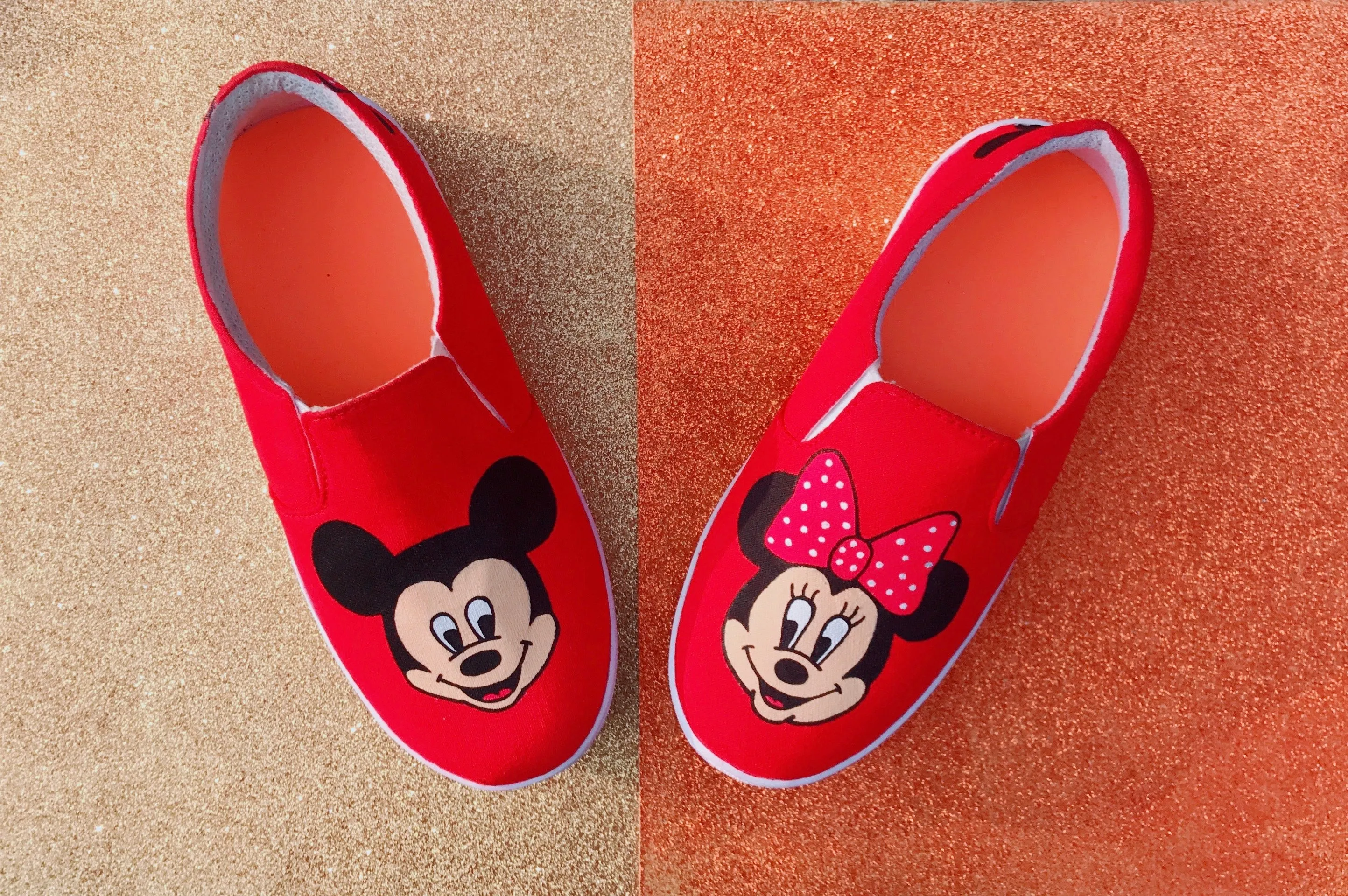 Funky N Trendy hand painted water resistant Red slip on shoes/ handpainted shoes/ women shoes / funky shoes