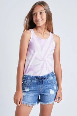 Girls Denim Fray Hem Shorts