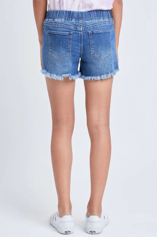 Girls Denim Fray Hem Shorts