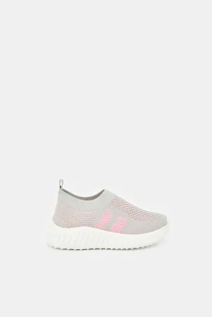 Girls Grey Fly-Knit Sneakers