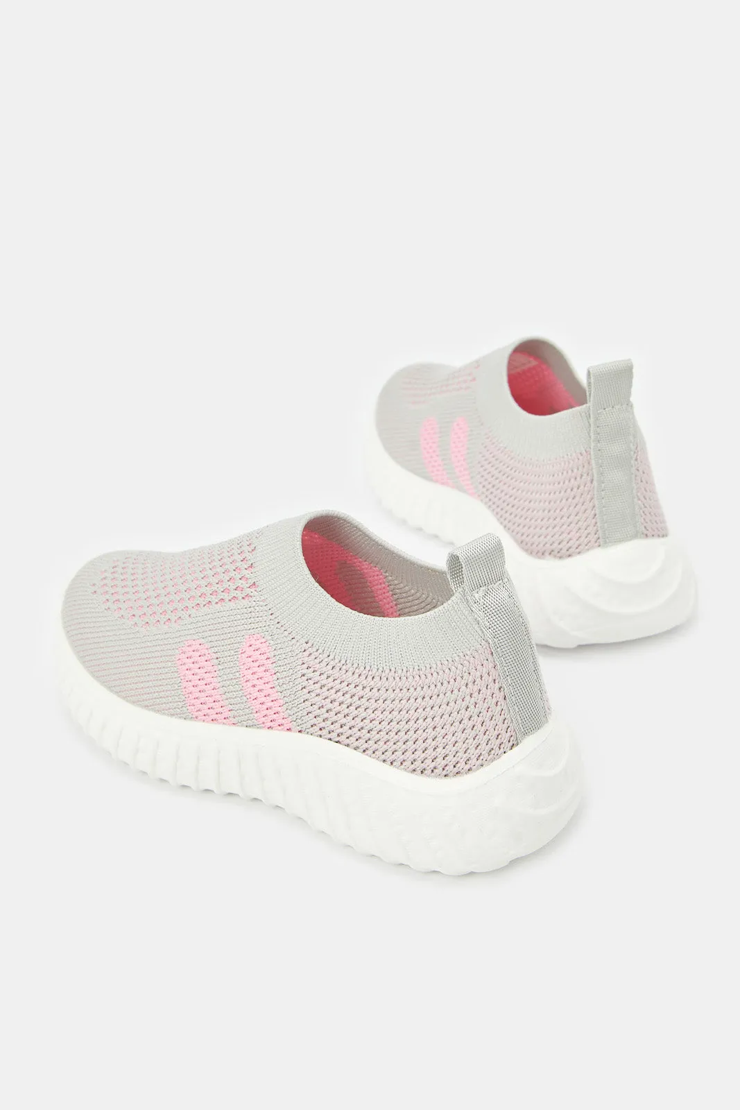 Girls Grey Fly-Knit Sneakers