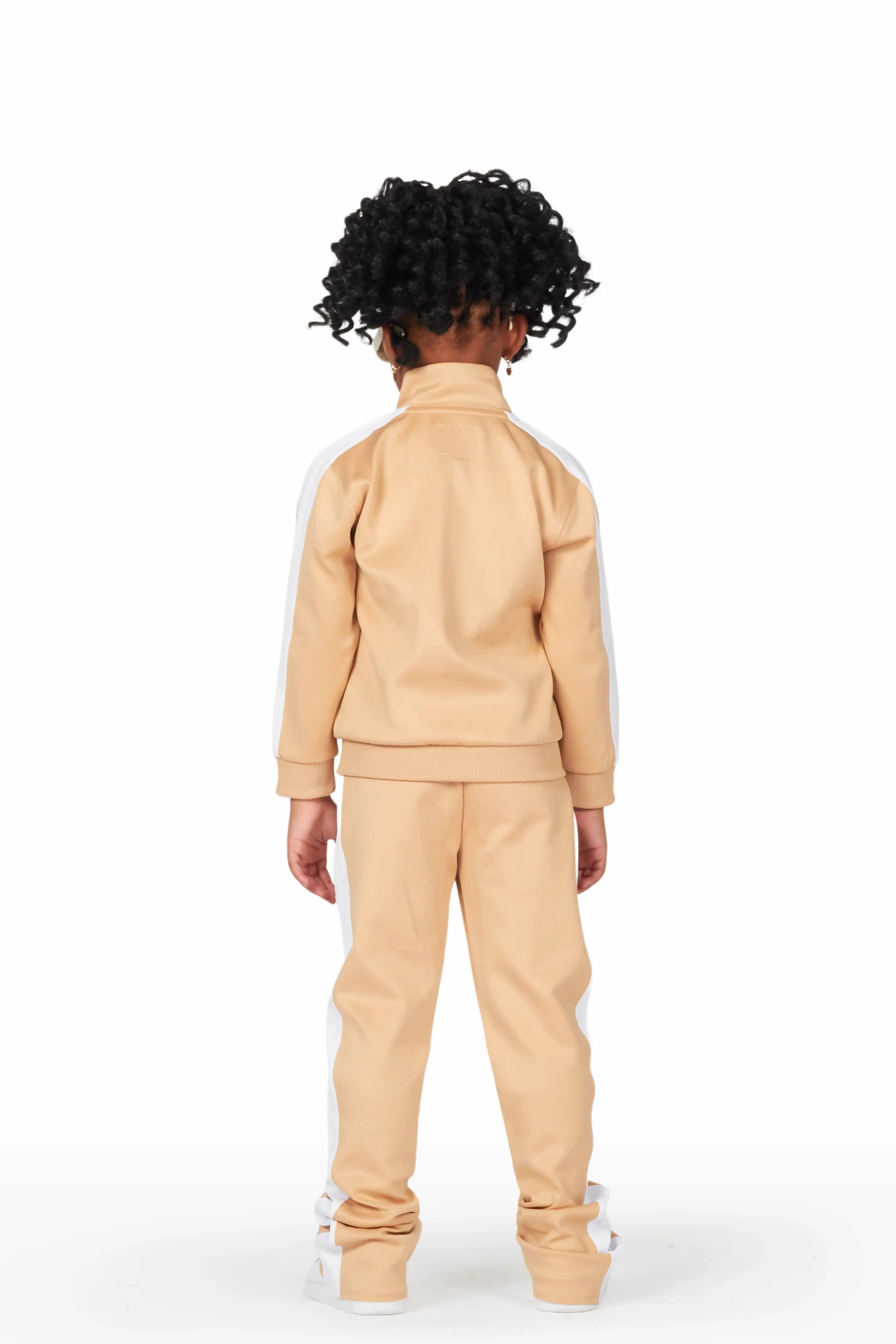 Girls Halloway Beige Zip Up Super Stacked Track Set