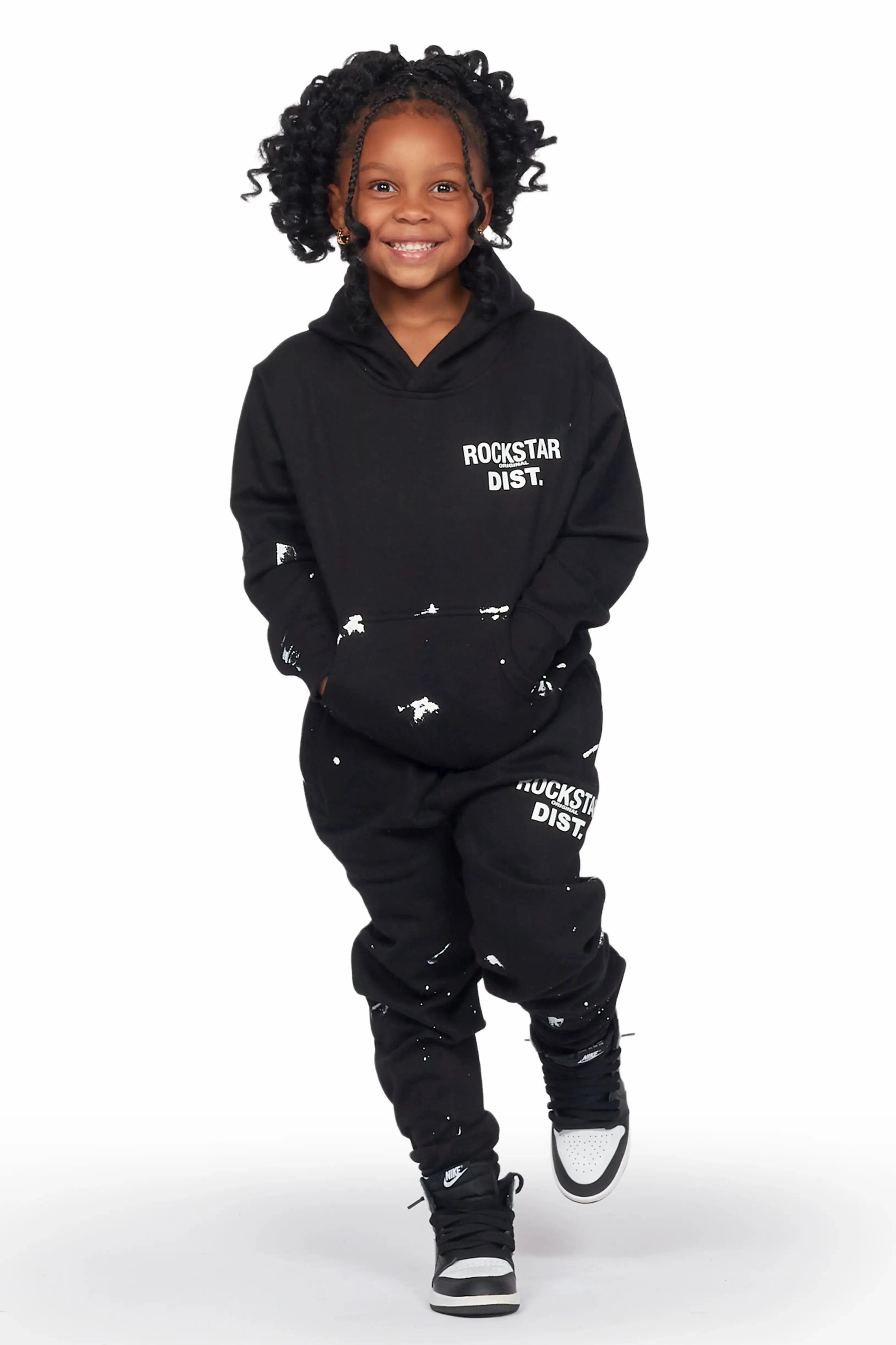 Girls Raffie Black Hoodie Jogger Set