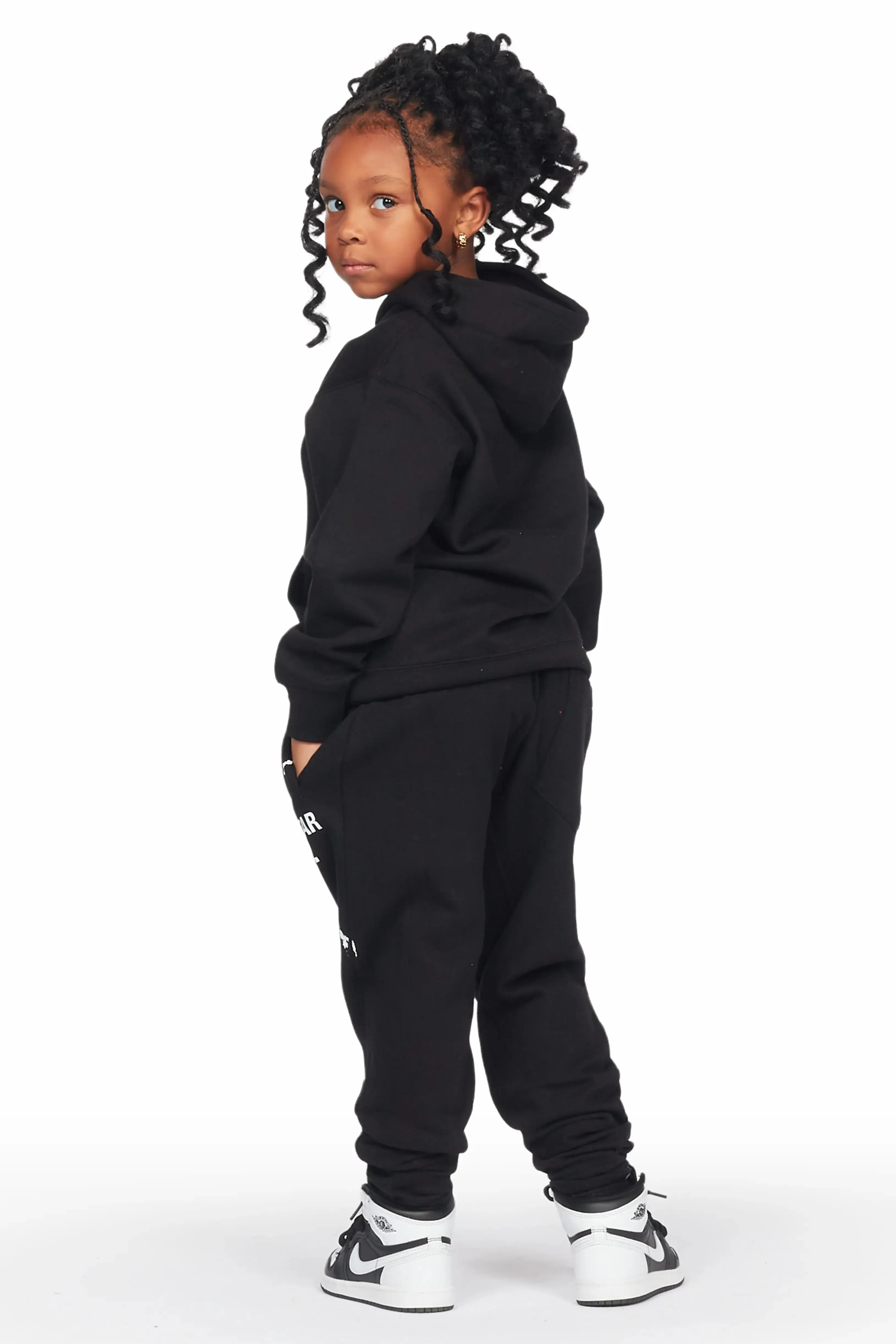 Girls Raffie Black Hoodie Jogger Set