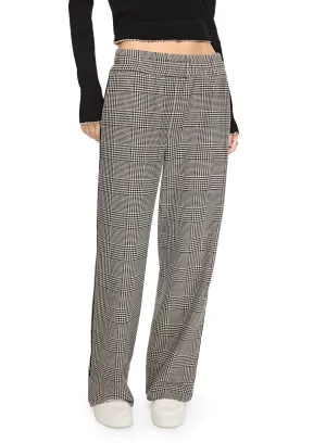 Glen Plaid Wide-Leg Track Pant With Side Tape Detail