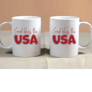 God Bless USA, Personalized Mugs, Custom Coffee-Tea Cup, Birthday Gift, Gift for Her or Him, Anniversary, Spiritual Mug, Gift Occasions.