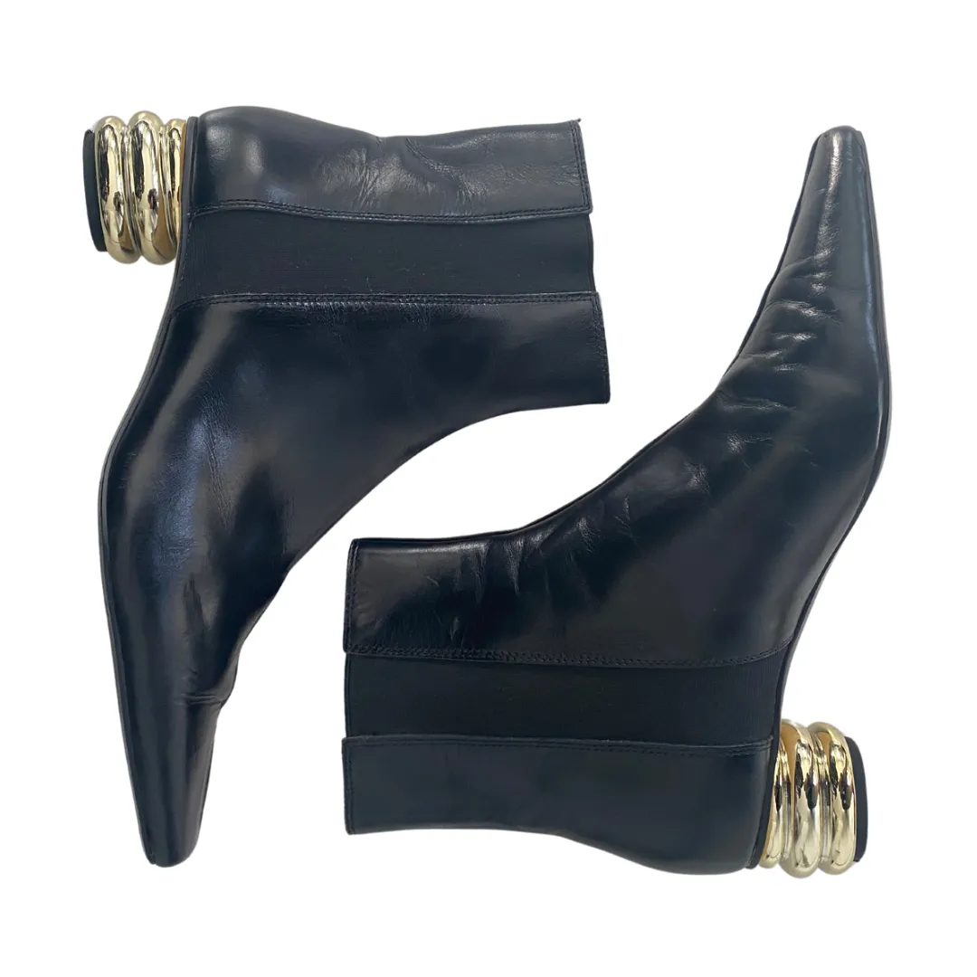 Gold Heel Chelsea Ankle Boot Black SIZE 40