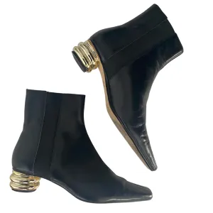 Gold Heel Chelsea Ankle Boot Black SIZE 40