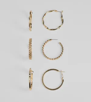 Gorgeous Three-Pack Hoop Earrings Set